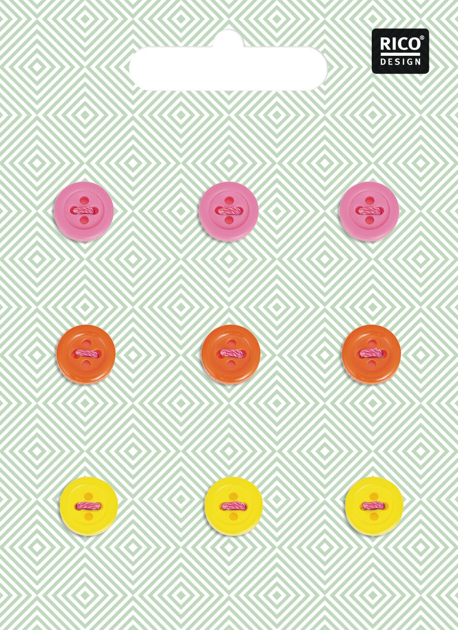 Knopfmix Neon 1cm 9 Stück von Rico Design