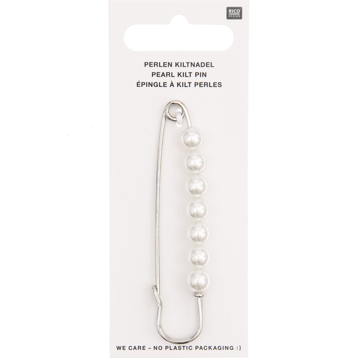 Kiltnadel mit Perlen 7,6x1,8cm Farbe Silber von Rico Design