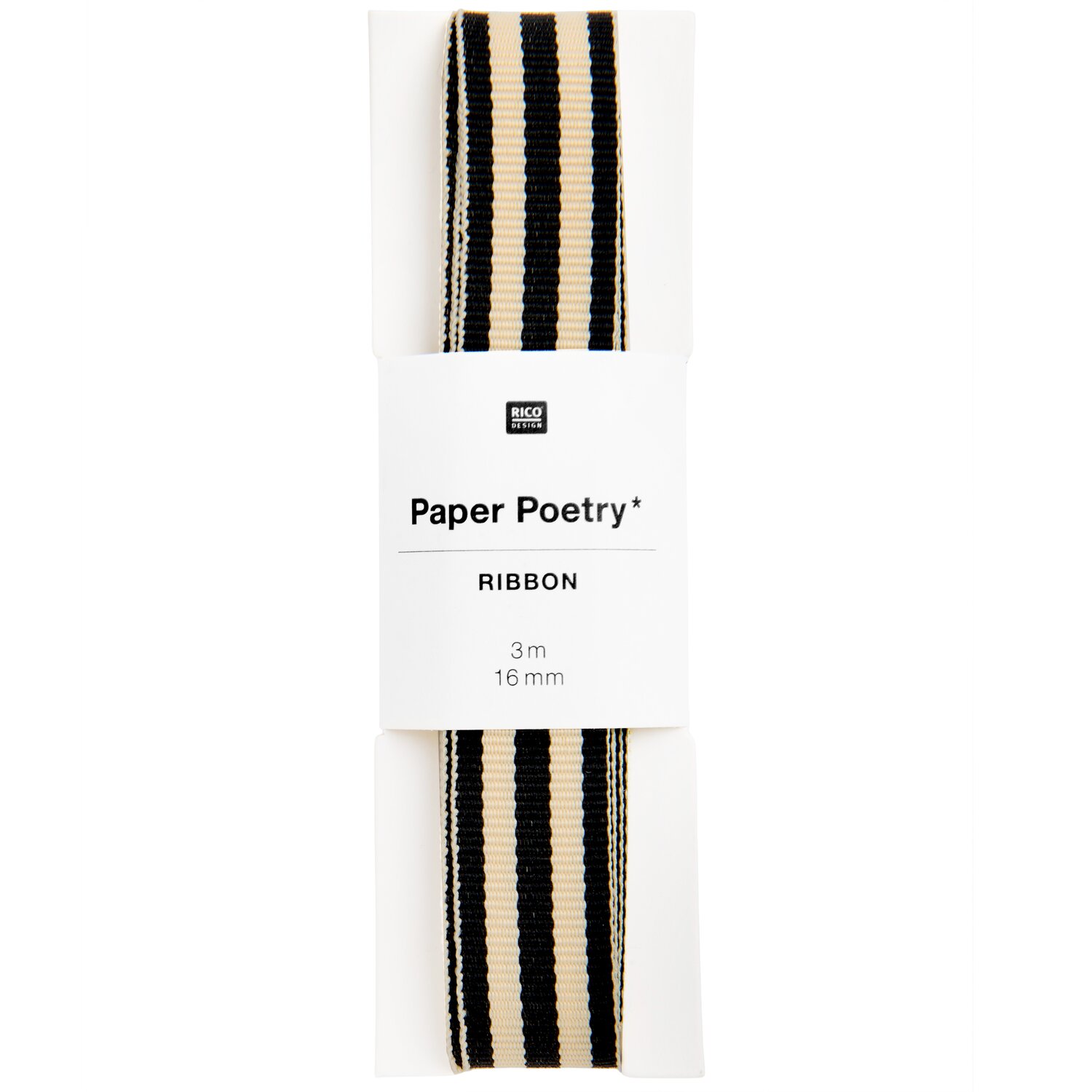 Paper Poetry Webband Duo Streifen Schwarz/Creme 16mmx3m von Rico Design