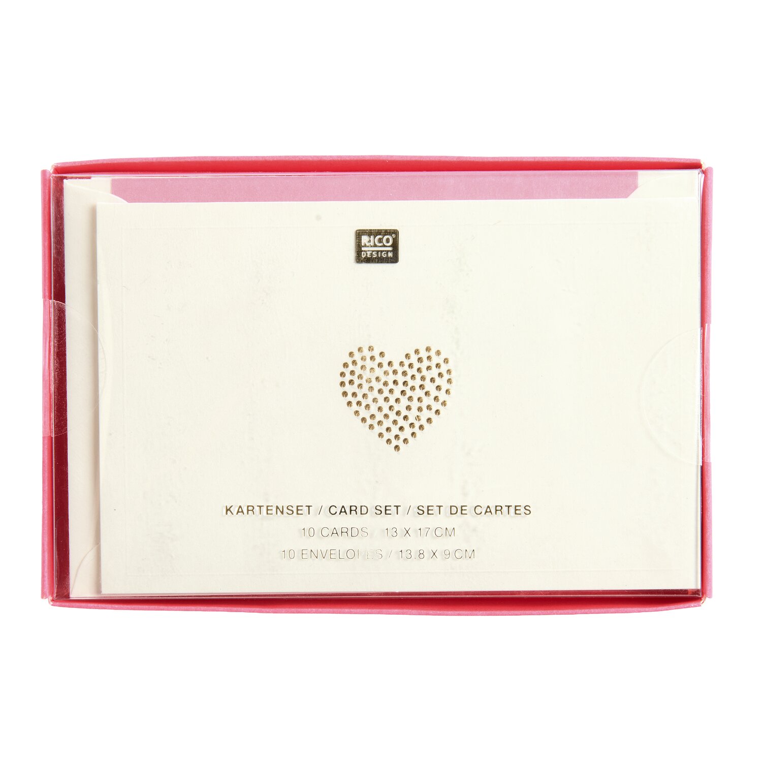 Premium Kartenset Herz Neonpink 13,8x9cm von Rico Design