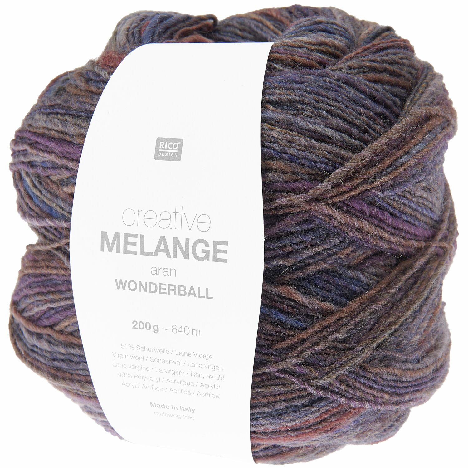 Strickset Pullover Modell 13 aus Die Neue Masche No. 14 von idee. Creativmarkt Creative Melange aran Wonderball, 200g 640m, in Wintertönen von Rico Design, ideal für Strickprojekte.