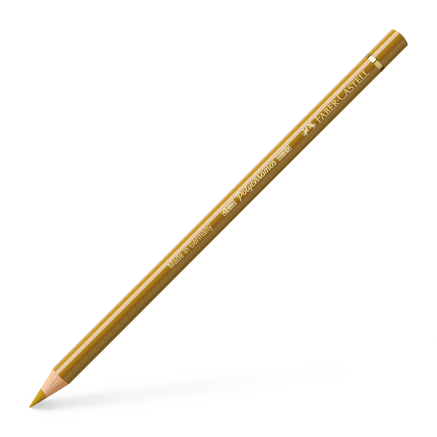 Polychromos Farbstift Farbe Grüngold von Faber-Castell Polychromos Farbstift in Grüngold von Faber Castell, ideal für Künstler, auf weißem Hintergrund.