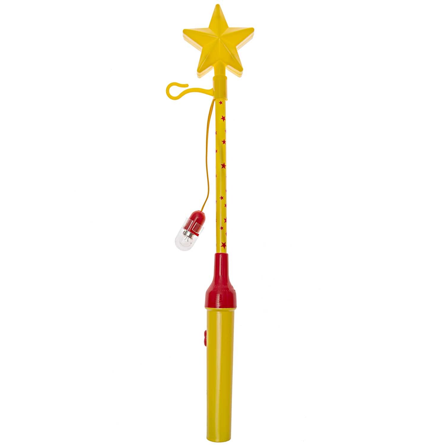 Laternenstab Stern blinkend gelb-rot 34cm: Gelber Stab mit rotem Griff und blinkendem Stern. Ideal für Laternenumzüge.