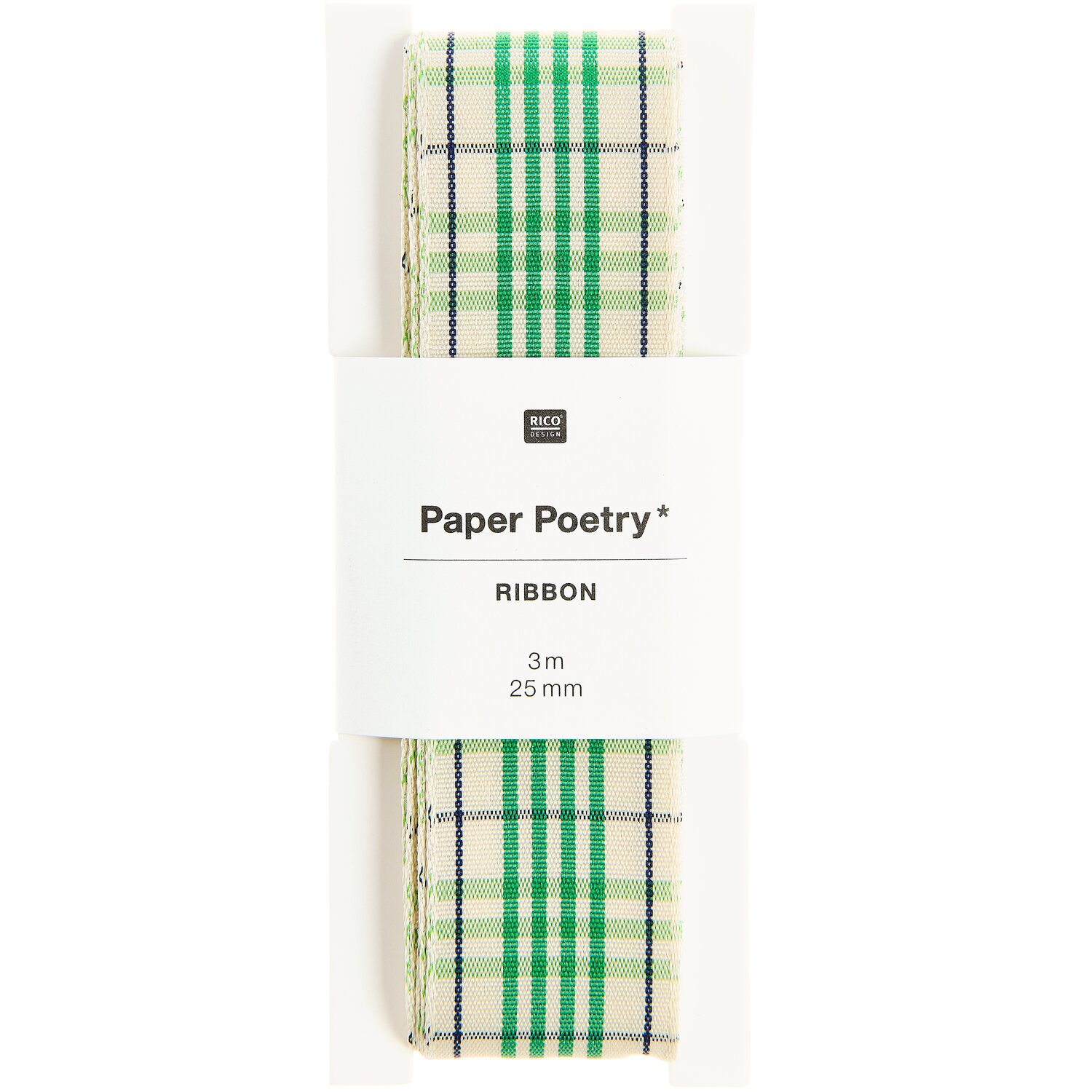 Paper Poetry Karoband Grün-Elfenbein 25mmx3m von Rico Design
