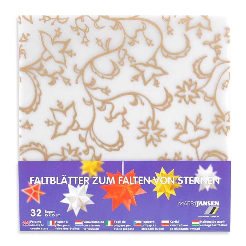 Faltblätter transparent Blüten gold 15x15cm 32 Stück von MarpaJansen 
