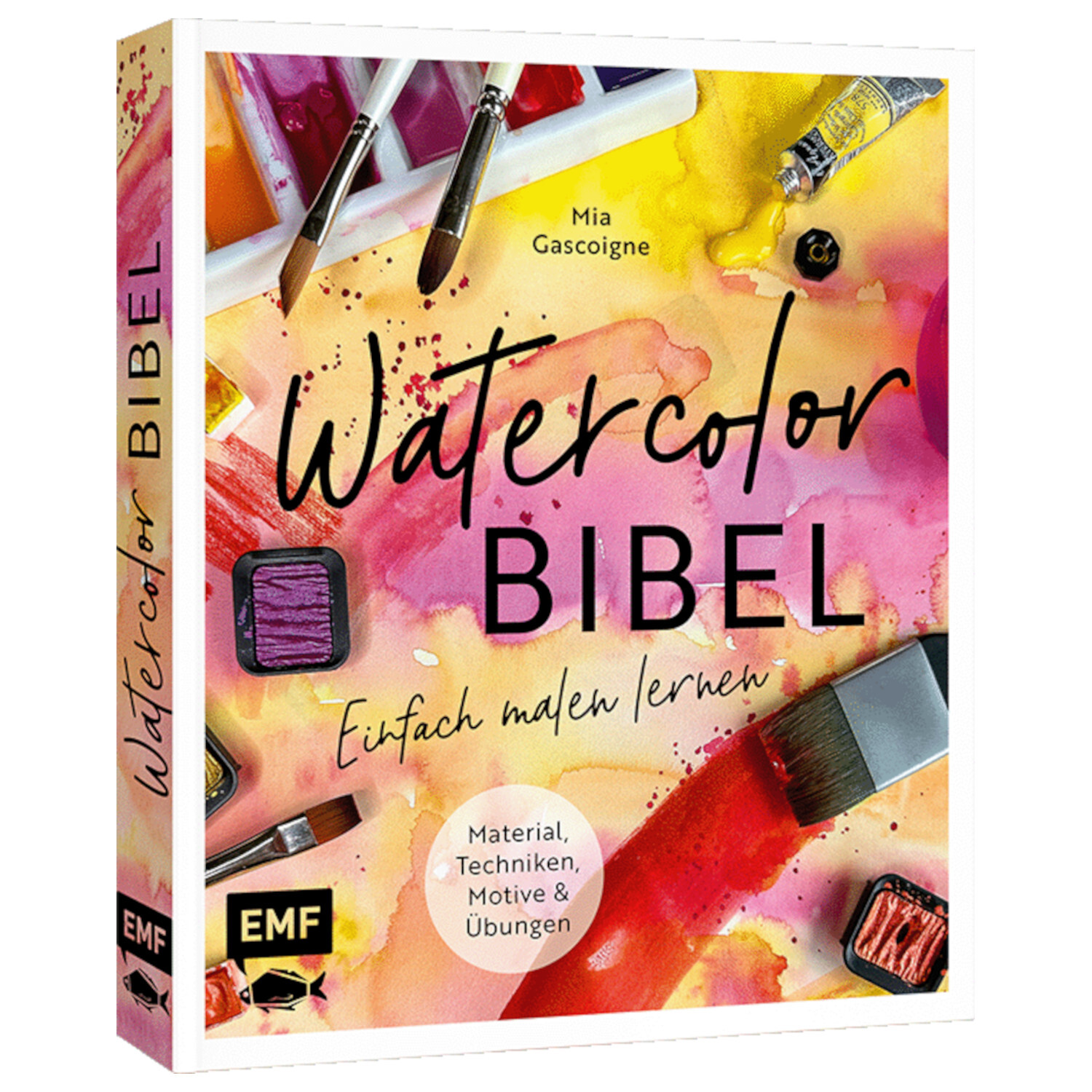Watercolor-Bibel: Kreatives Buch von EMF mit buntem Cover, ideal zum Erlernen von Aquarelltechniken.