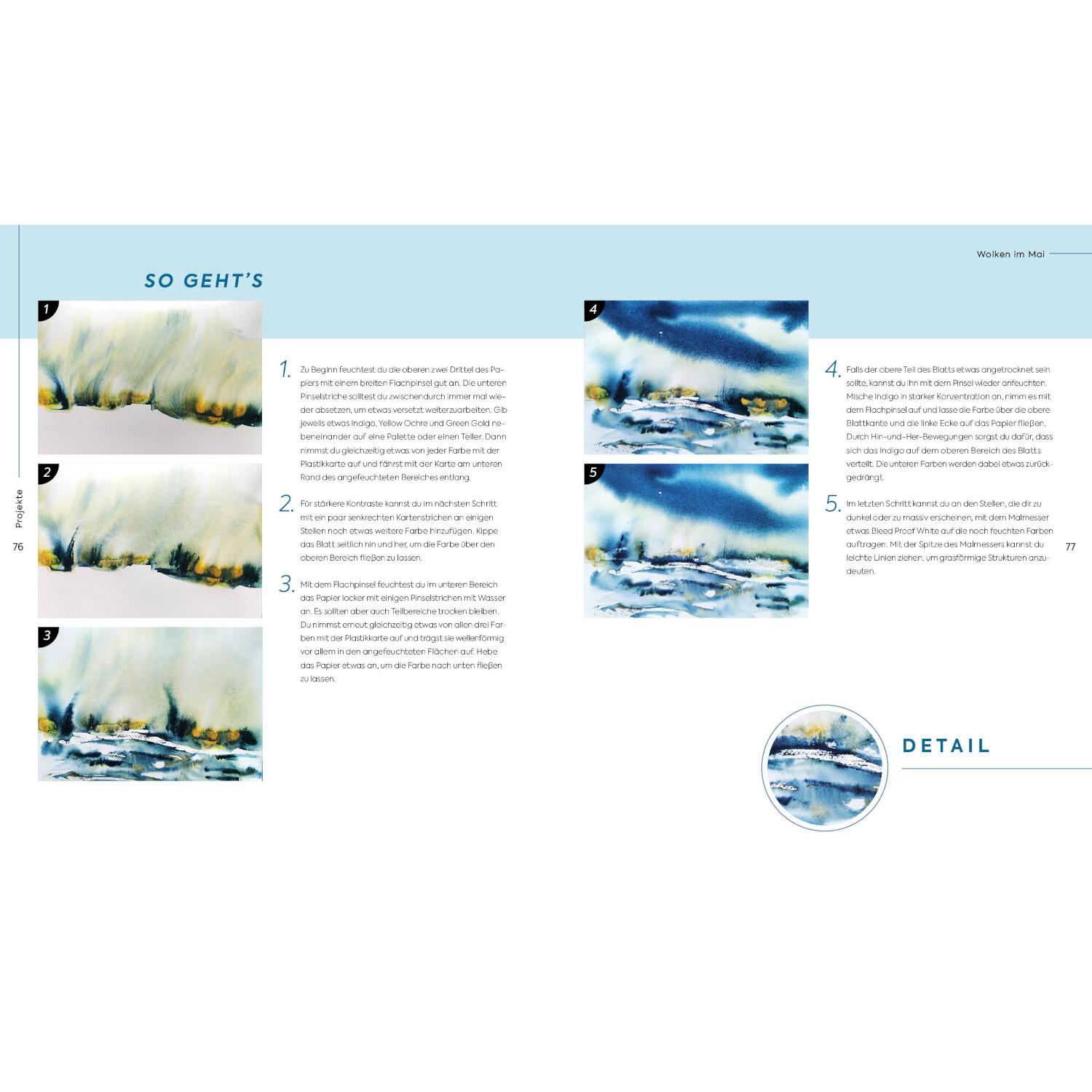 Aquarell Landscapes: Anleitung zur Erstellung von Landschaften mit Aquarelltechniken, Schritt-für-Schritt-Bilder.