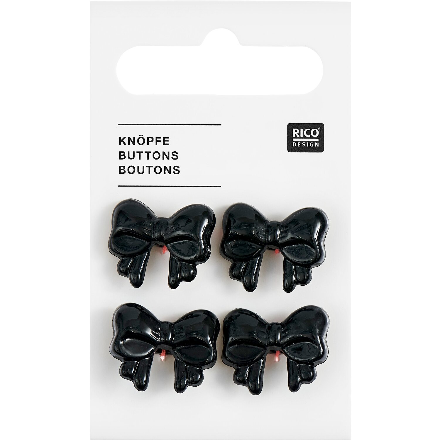 Knöpfe Schleife 1,8x1,5cm 4 Stück Farbe Schwarz von Rico Design