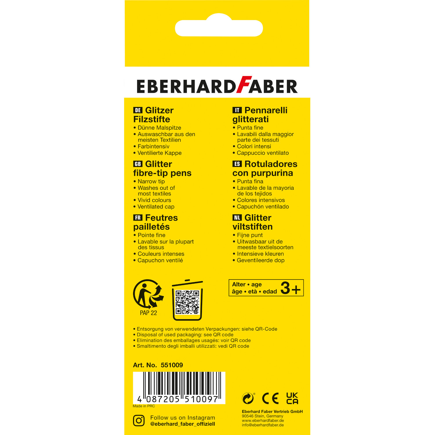 Glitter Fasermaler Pastell 8 Stück von Eberhard Faber Vertrieb 