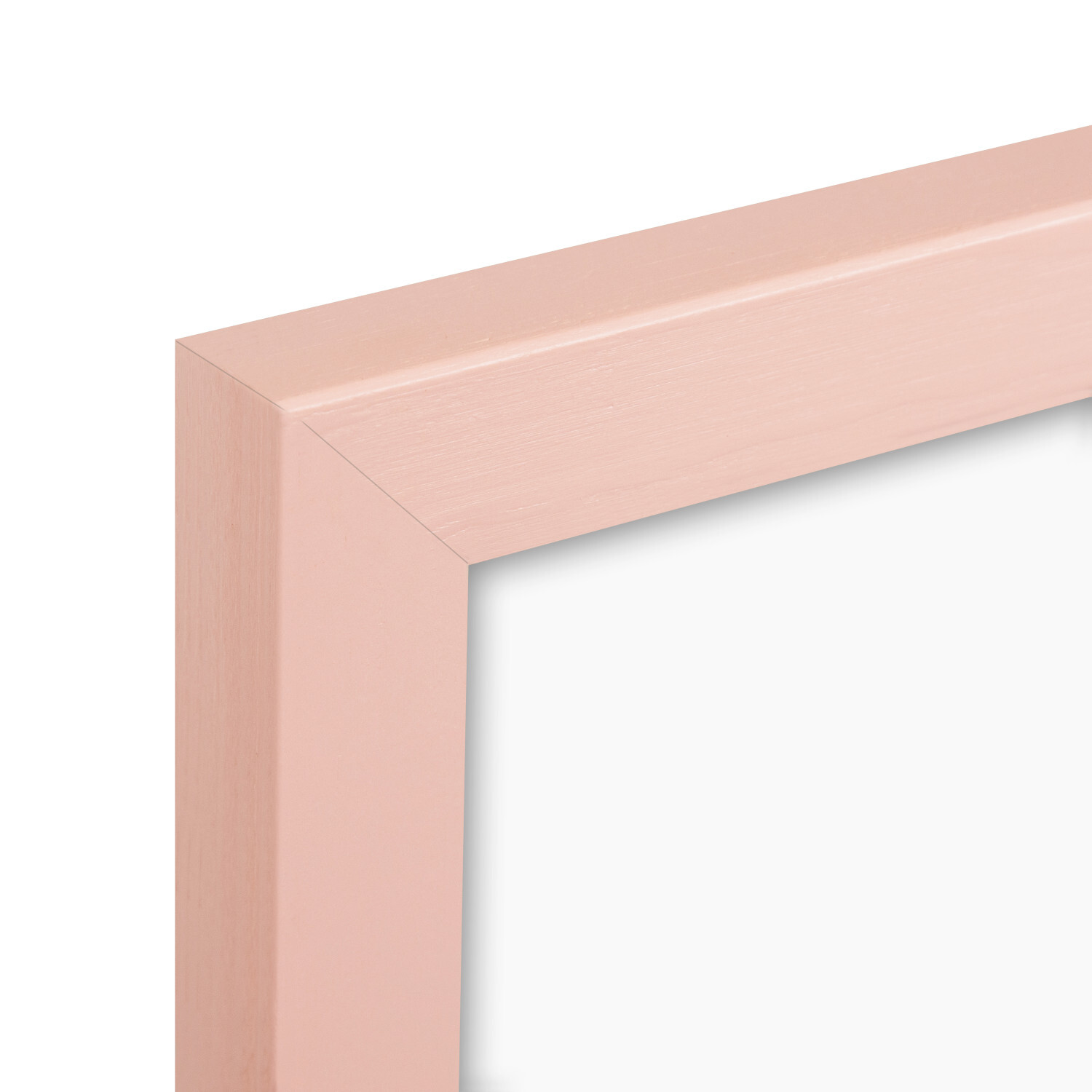 Bilderrahmen Aura aus Holz in Dirty Rose, zeigt eine Ecke des Rahmens mit glatter Oberfläche.