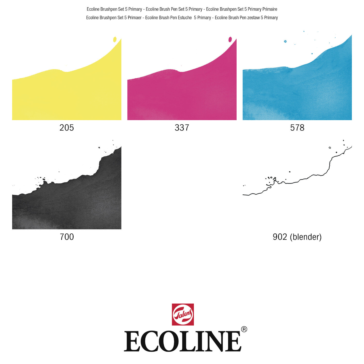 Ecoline Brush Pen Set Primärfarben 5 Stück  von Royal Talens