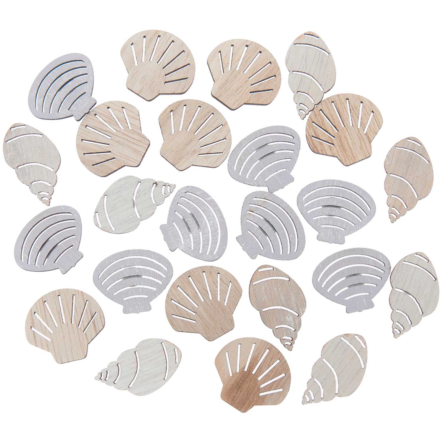 Holzsticker Muschel Mix natur 24 Stück Holzsticker Muschel Mix natur 24 Stück