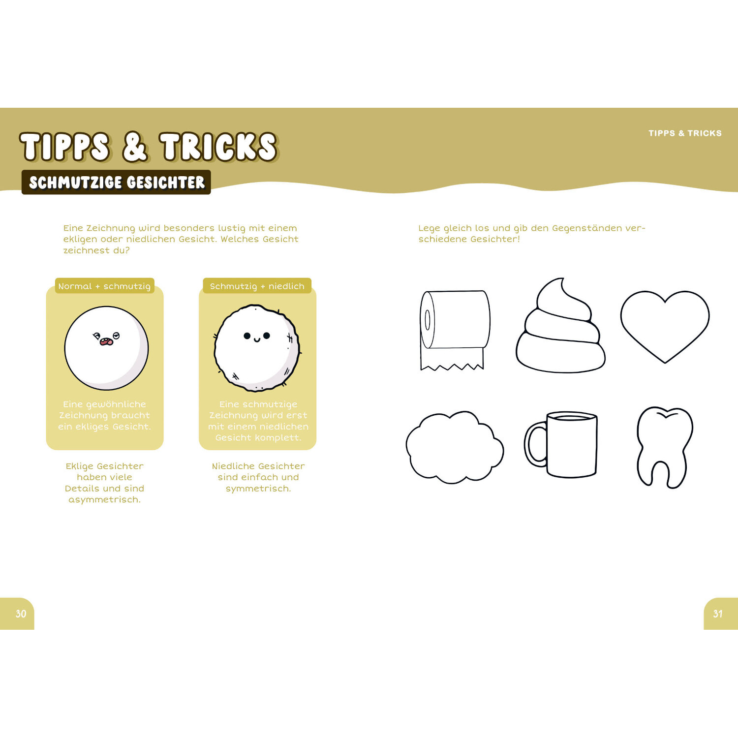 Die Kawaii-Zeichenschule – Trashy but Cute: Tipps zum Zeichnen von niedlichen Gesichtern mit einfachen Formen und lustigen Motiven.