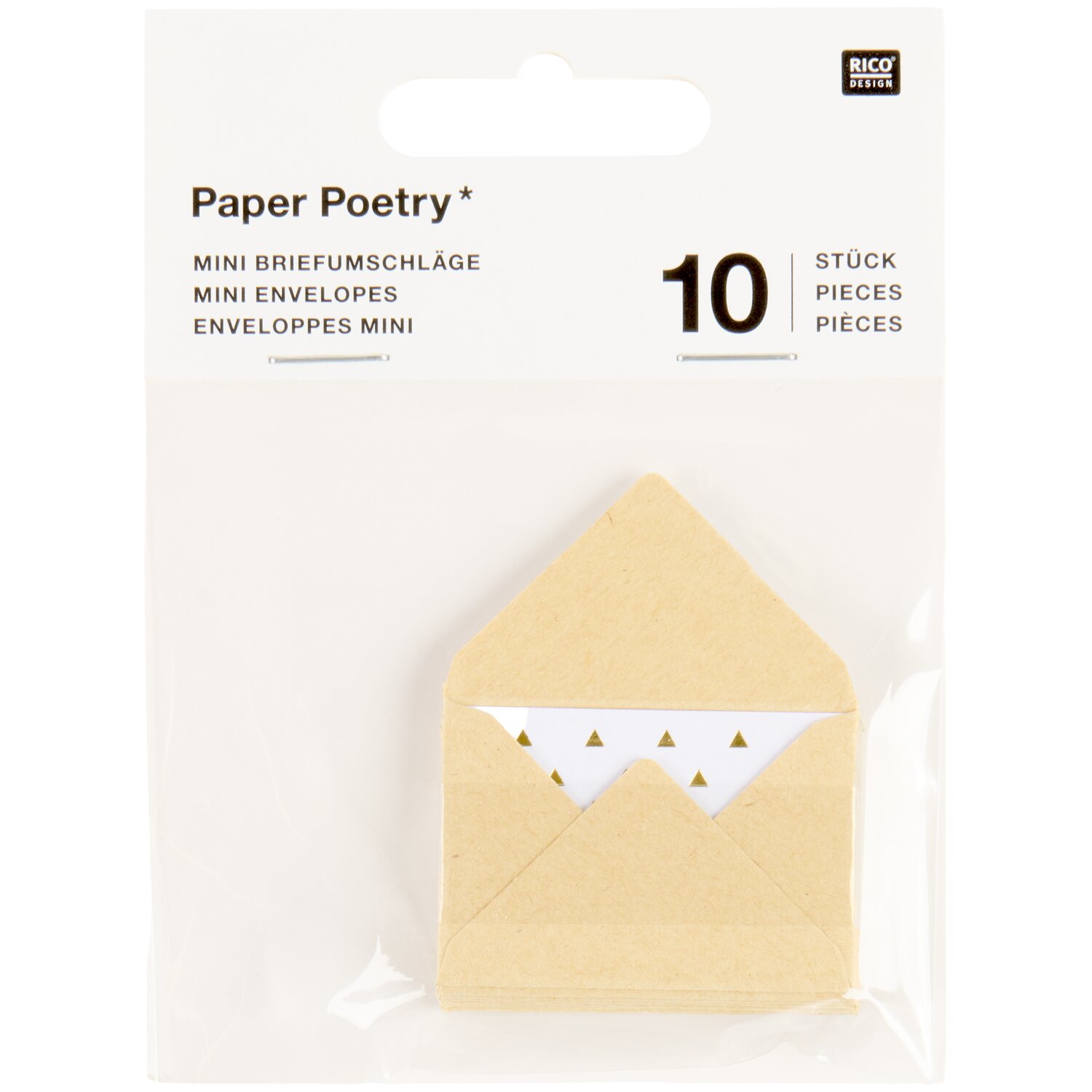 Paper Poetry Mini Briefe Kraftpapier 3x4,5cm 10 Stück von Rico Design
