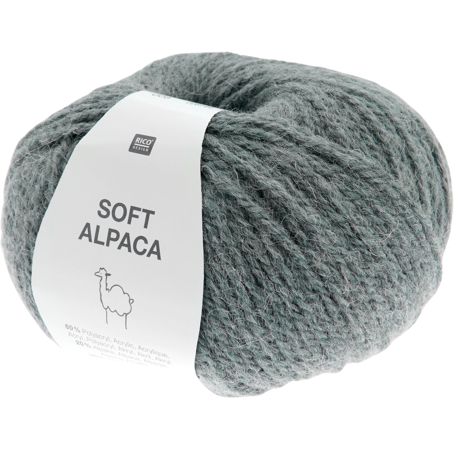 Soft Alpaca, weiches Alpaka-Strickgarn von Rico Design in meliertem Blauton, Knäuel mit Banderole, Lauflänge 50g 125m für kuschelige Projekte