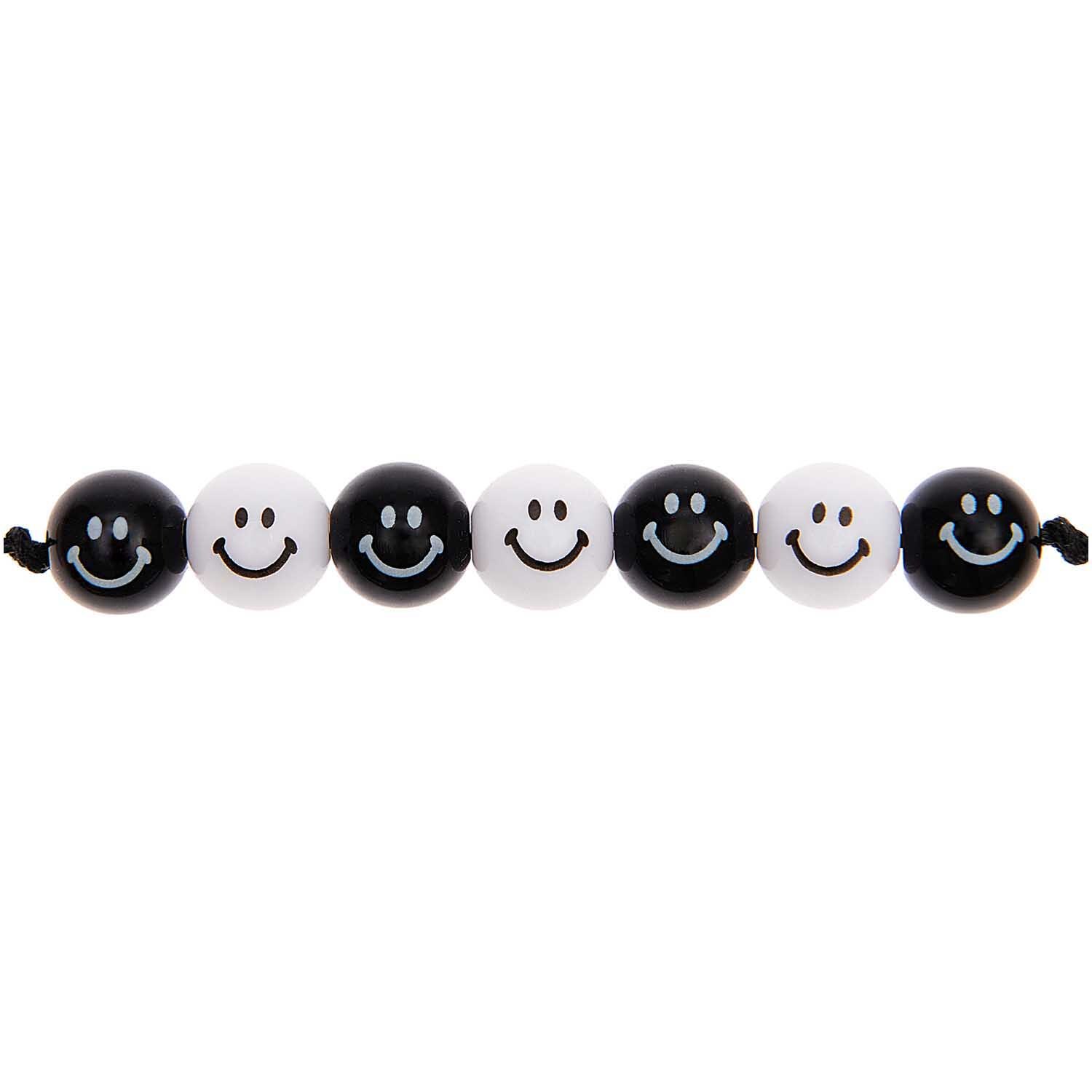 Smiley® Originals Perlen rund schwarz-weiß 10mm 21 Stück