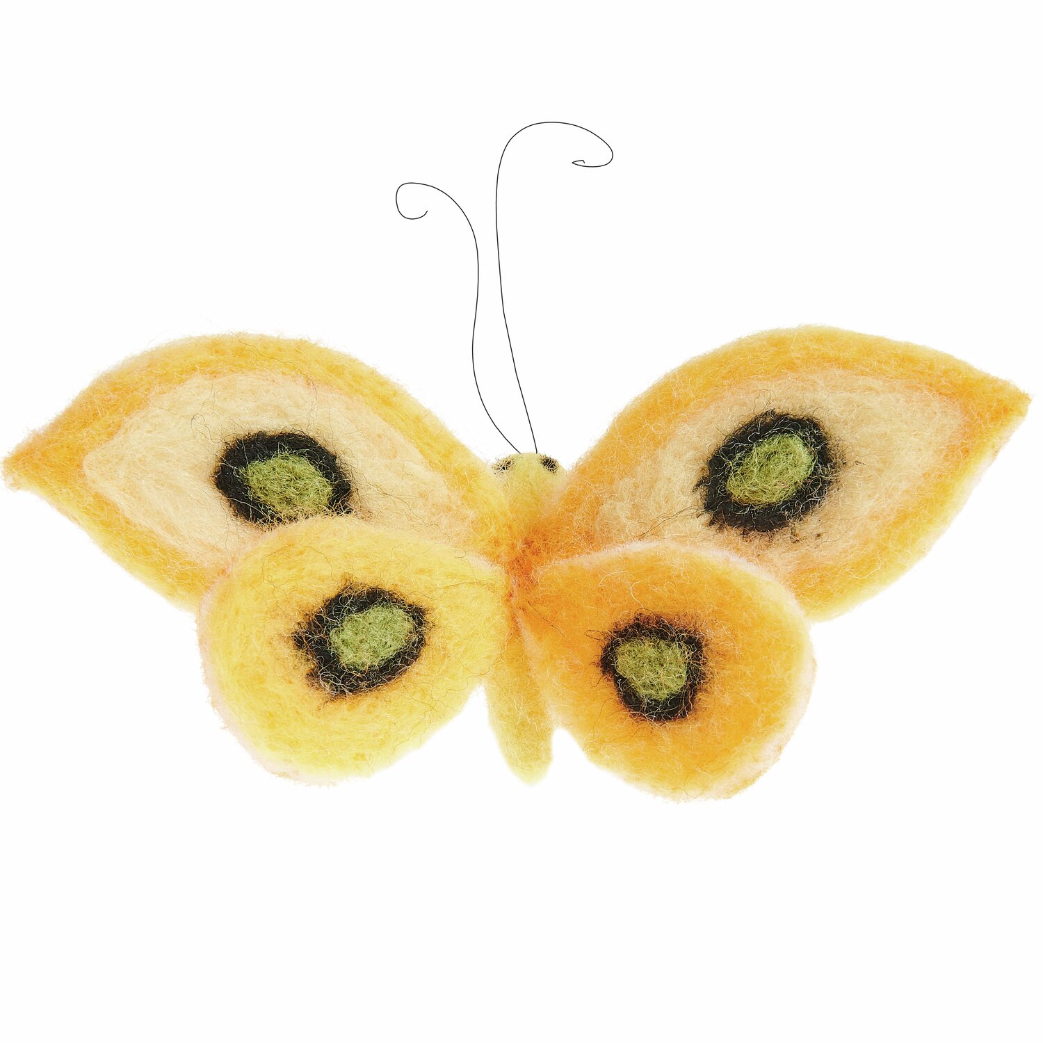 Aufhänger Filz-Schmetterling: Gelber Schmetterling aus Filz von Rico Design, 10x10,5x7cm.