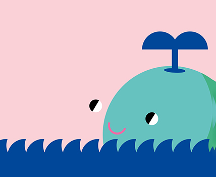 Grafisches Bild von einem Wal der im Wasser schwimmt