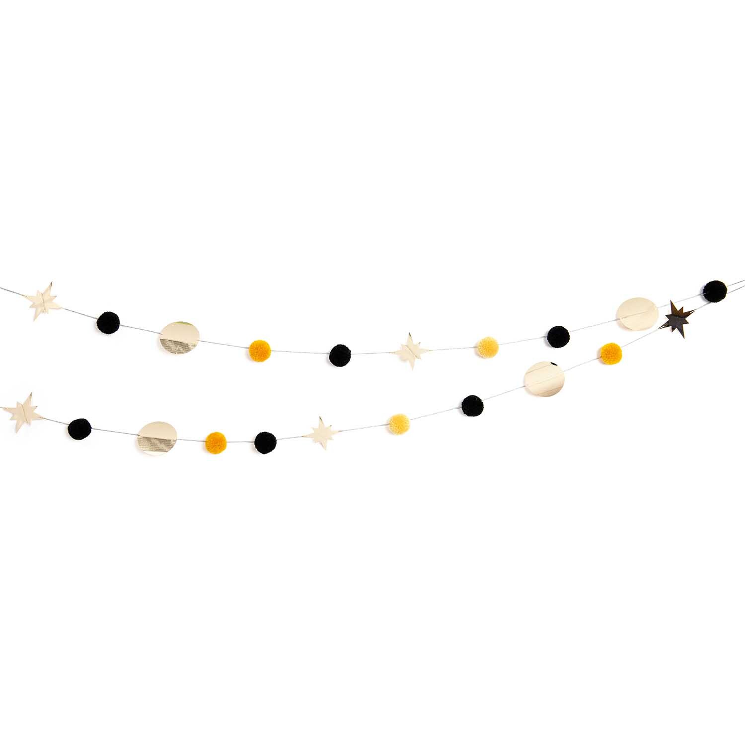 Garnpompon-Girlande gold-schwarz 2,2m Garnpompon-Girlande gold-schwarz 2,2m