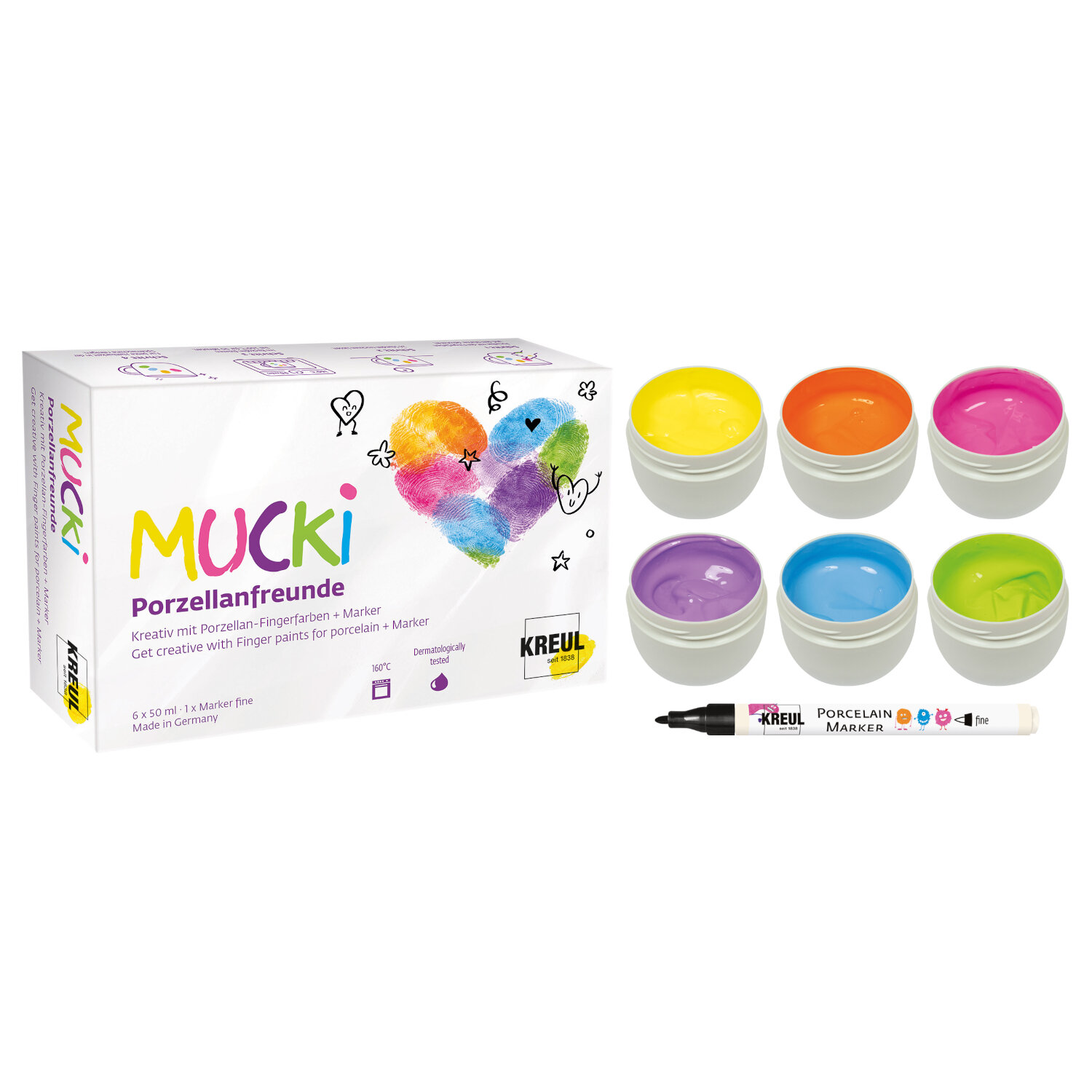 MUCKI Porzellan-Fingerfarbe Set inkl. Marker von C.Kreul 
