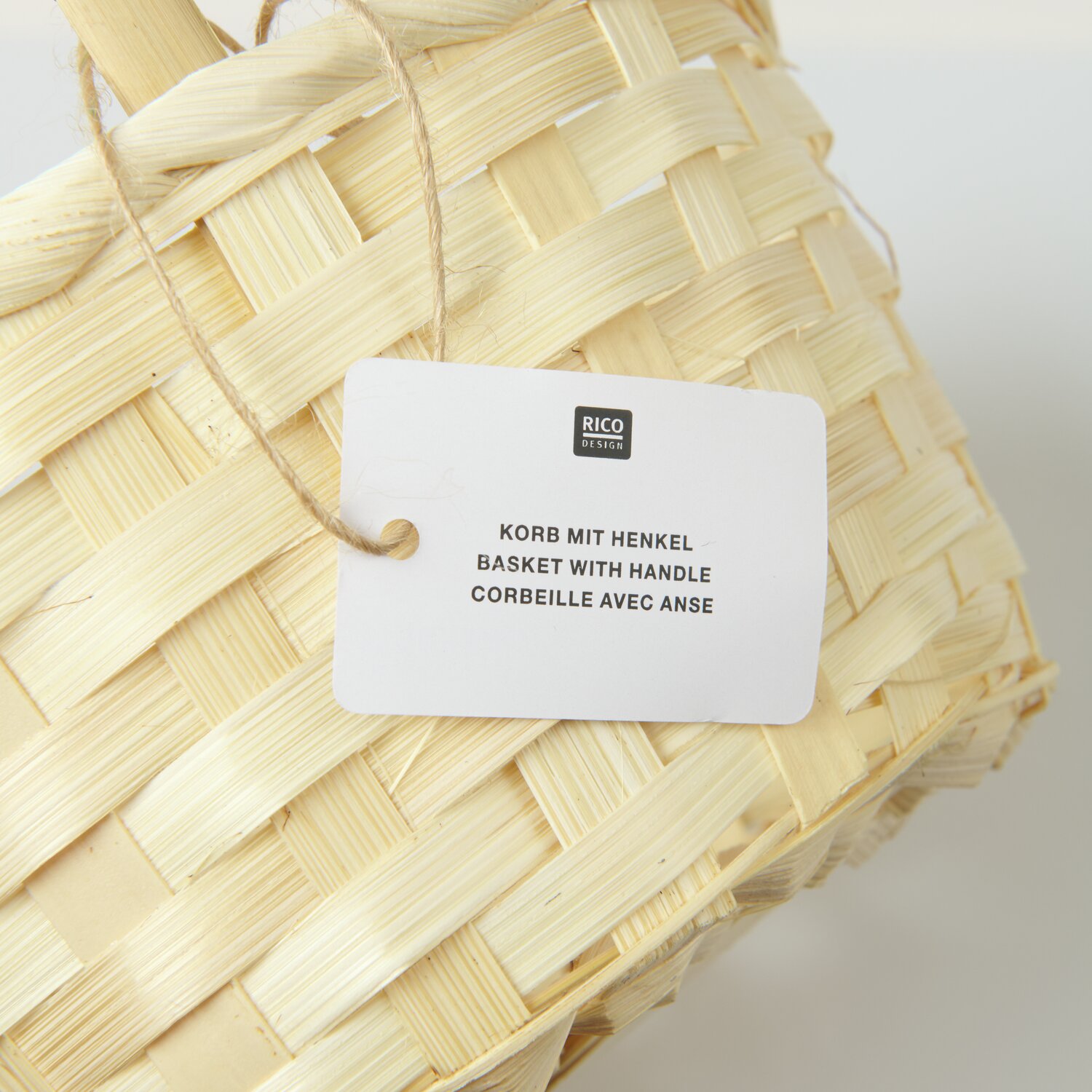 Bambus Korb mit Henkel Weiß 38x27x23cm von Rico Design