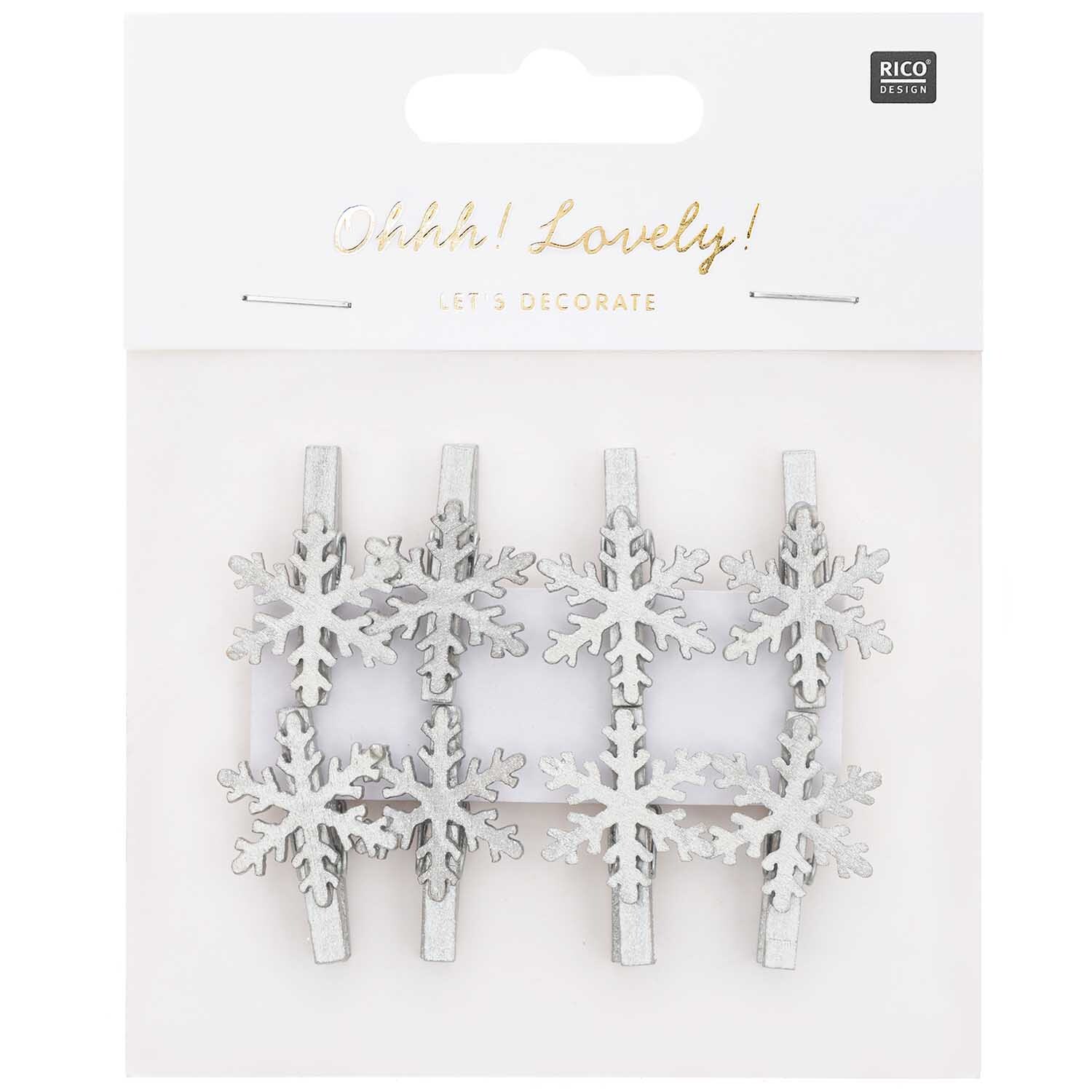 Dekoklammern Schneeflocke silber 3cm 8 Stück Dekoklammern Schneeflocke silber 3cm 8 Stück