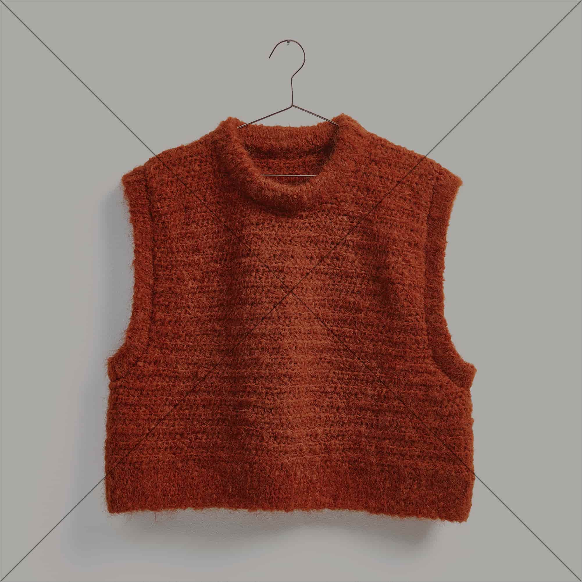 Gehäkelter Pullunder in Rot: Modell 01 aus dem Heft Winter Crochet Collection