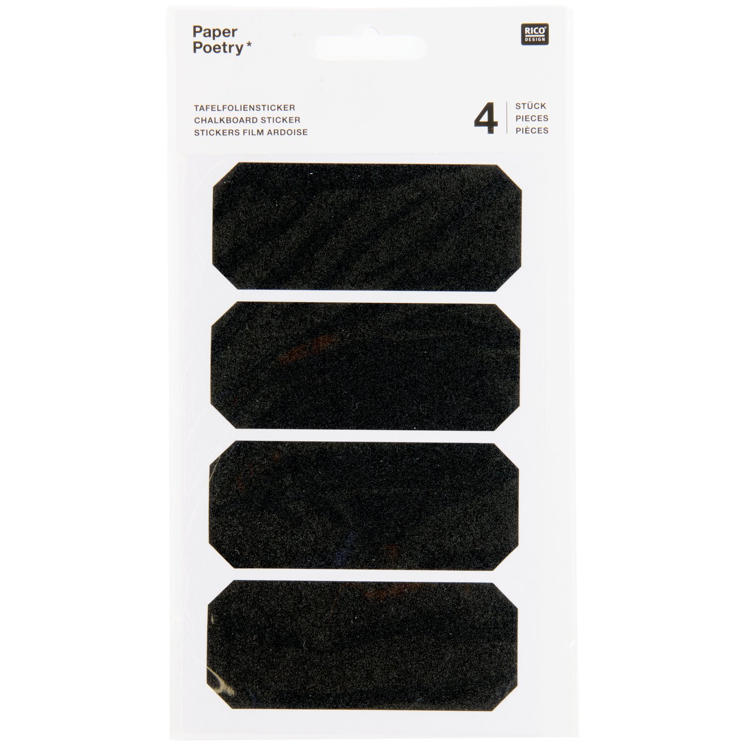 Paper Poetry Tafelfolien Sticker Etiketten schwarz 4 Stück von Rico Design