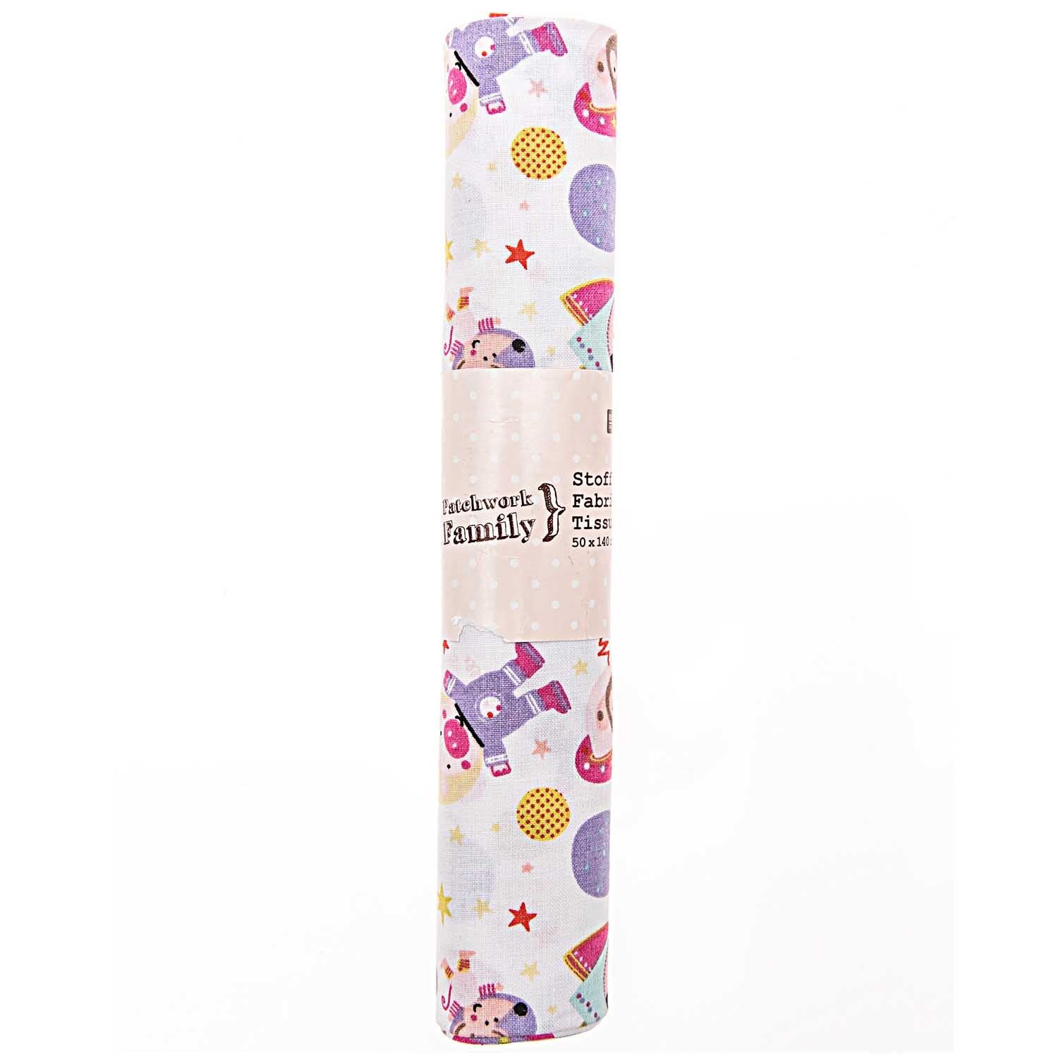 Tiere im Weltall Stoff rosa 50x140cm Tiere im Weltall Stoff rosa 50x140cm