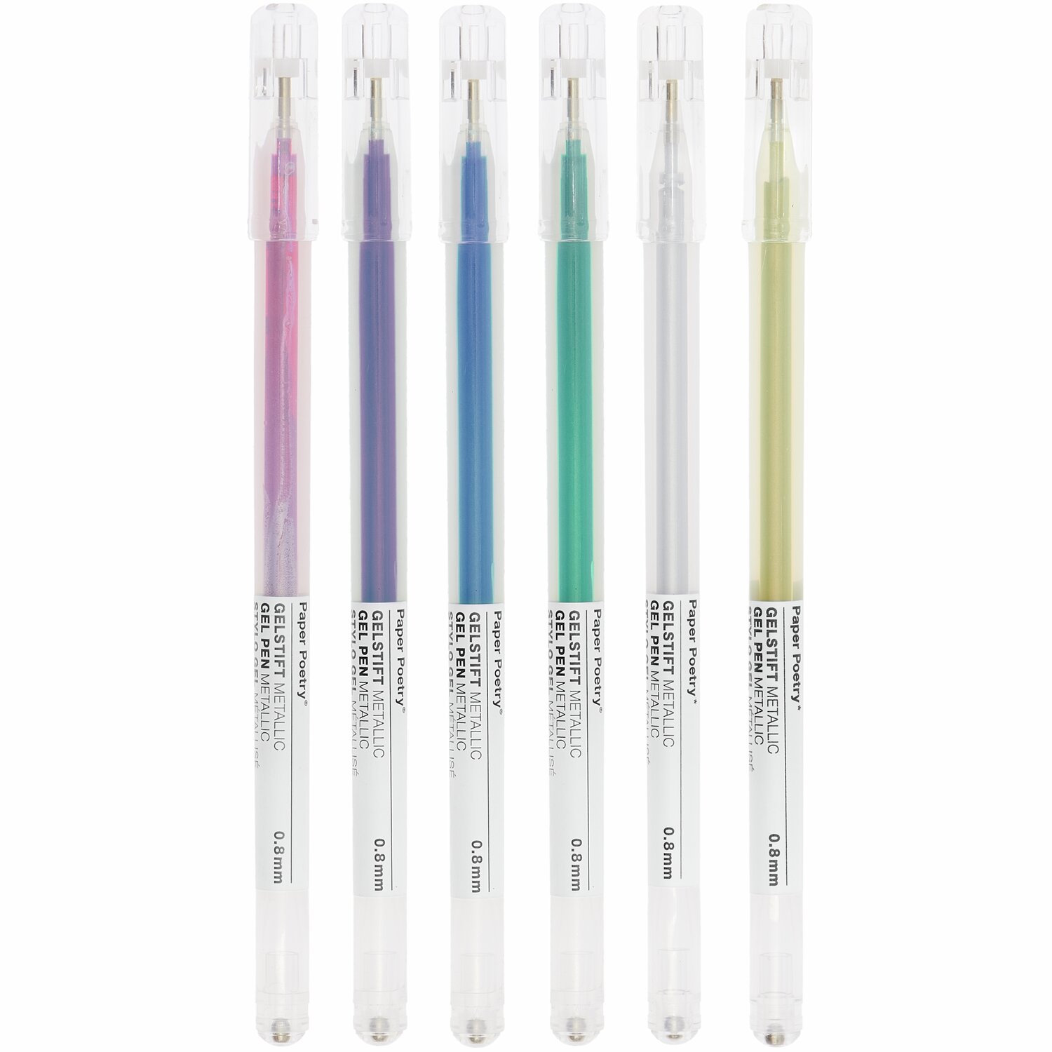 Paper Poetry Gelstifte Metallic, 6 Stück, 0,8mm, mehrfarbig. Ideal für kreative Projekte.
