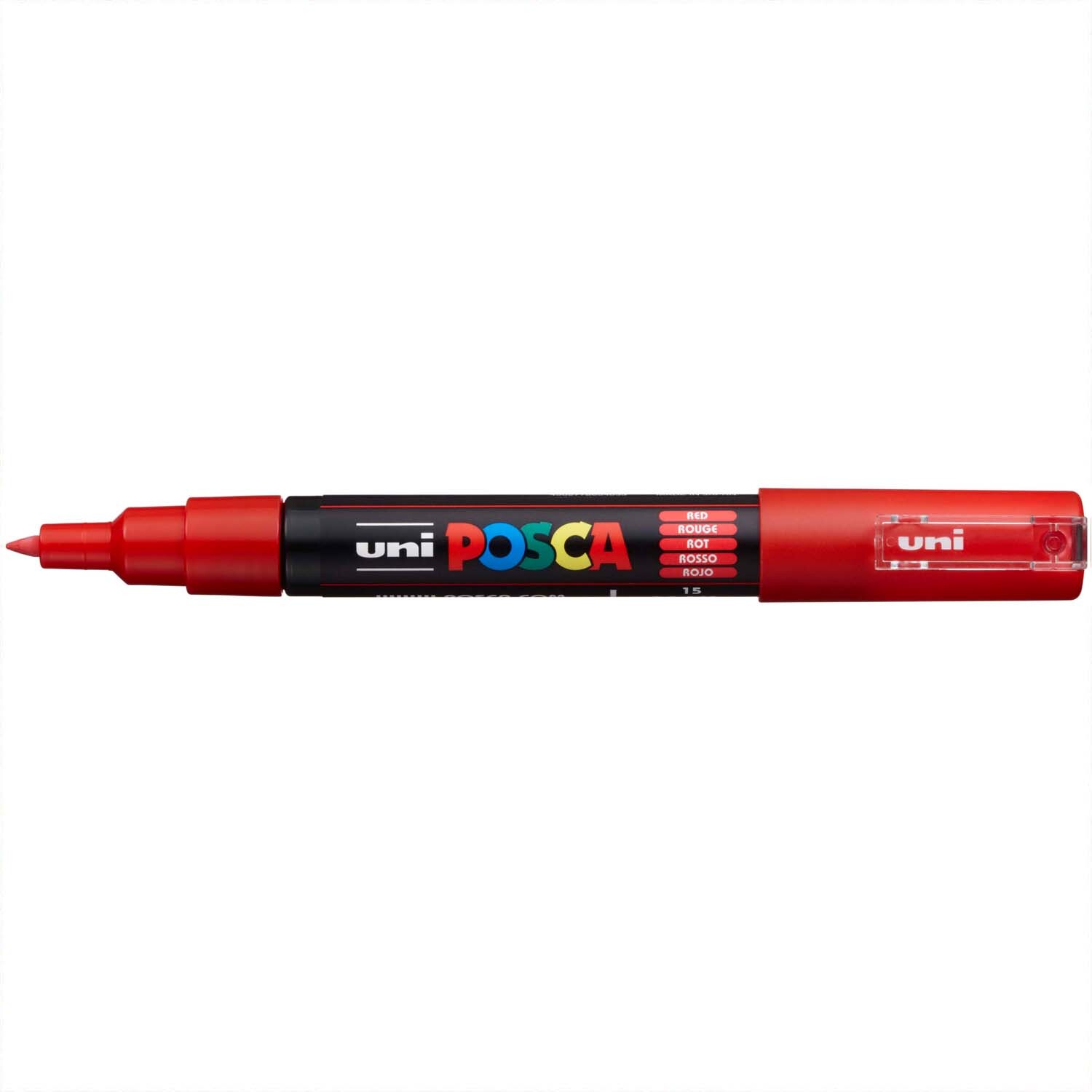 POSCA-Marker PC-1MC 0,7-1mm in leuchtendem Rot, ideal für präzises Zeichnen und Schreiben.