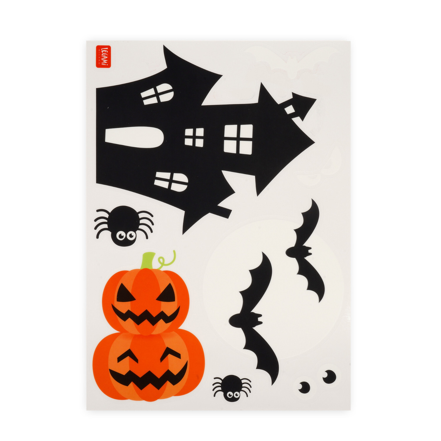 Fenster Sticker Windo-Wow: Halloween-Motive mit Kürbissen, Spinnen und Fledermäusen, 35-teilig.