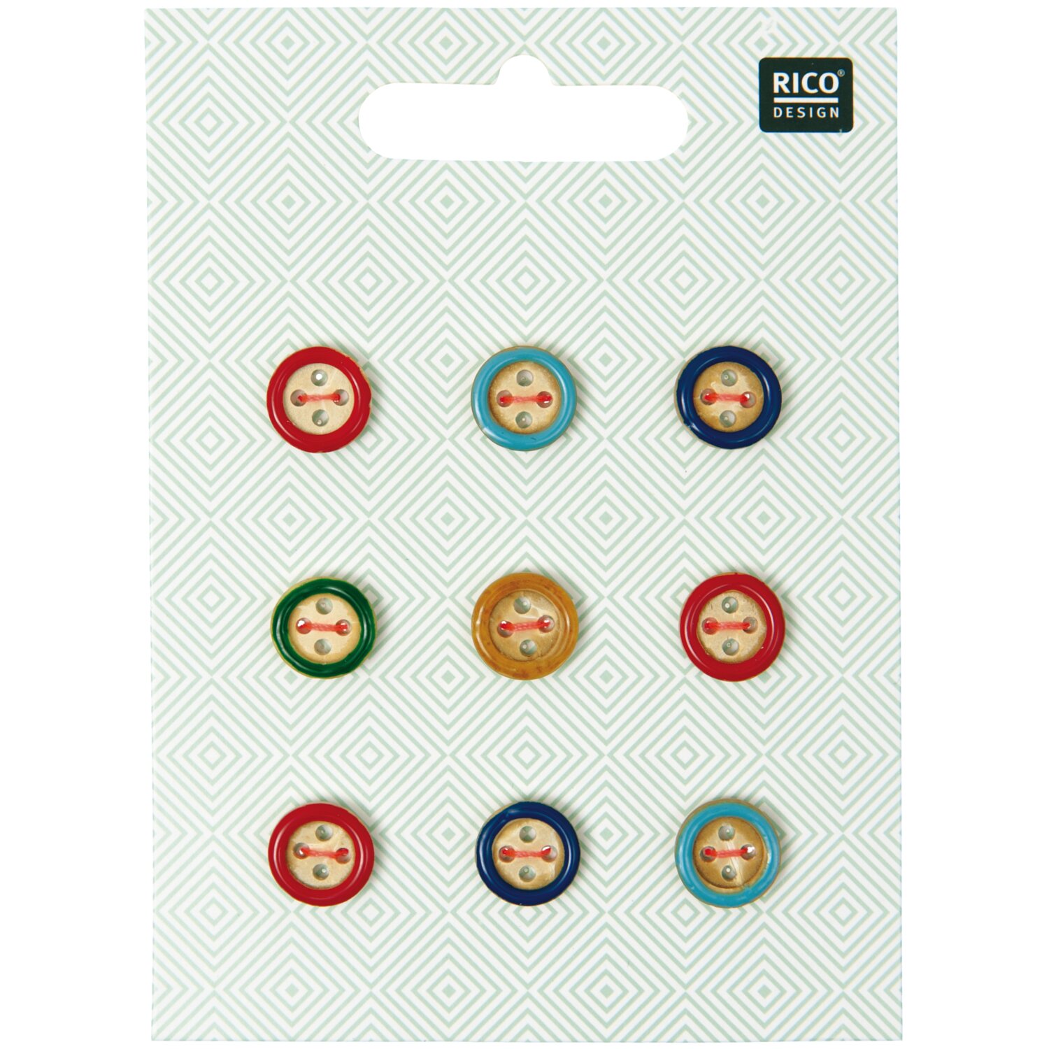 Holzknopf Mix Rand mehrfarbig 1,1cm 9 Stück von Rico Design