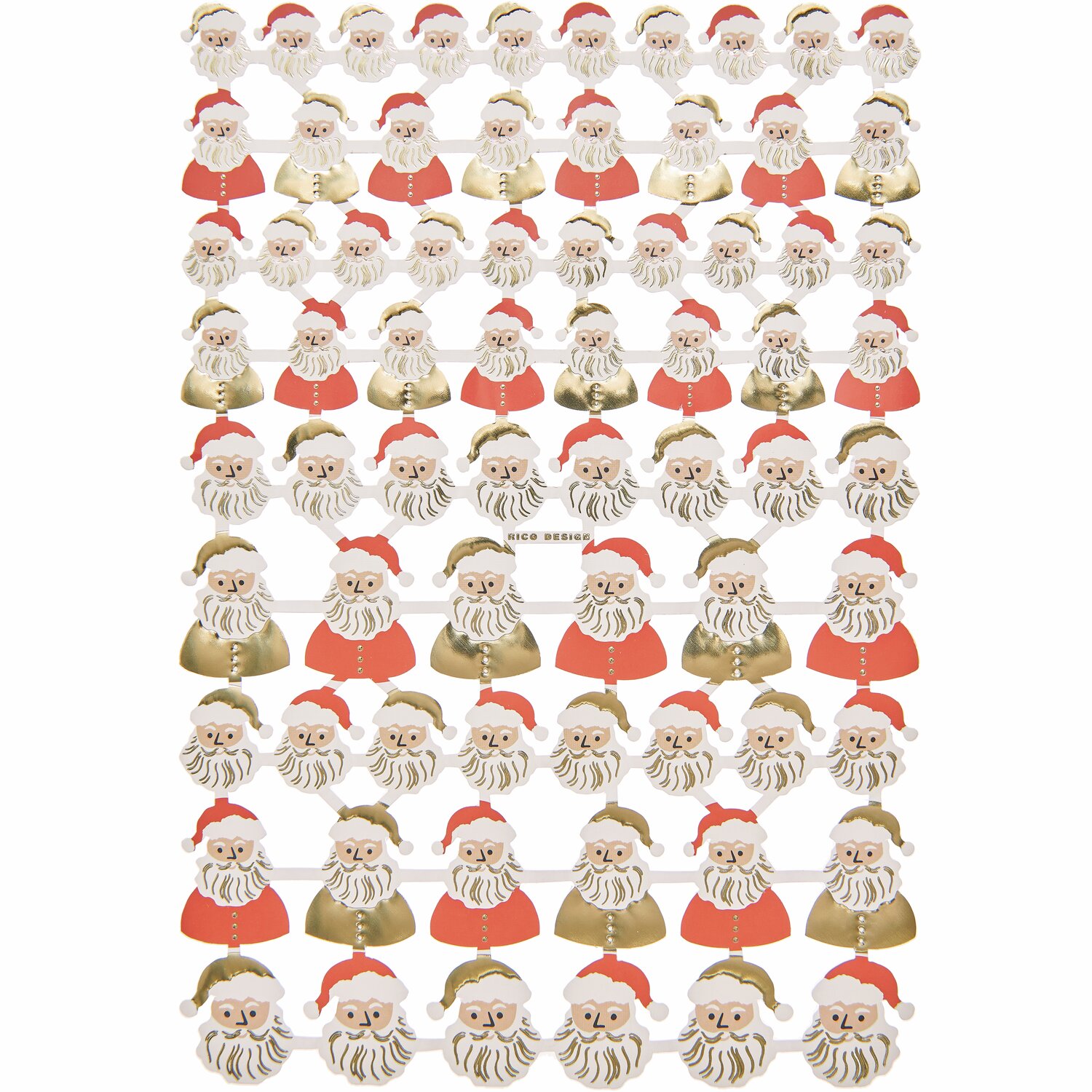 Paper Poetry Glanzbilder Santa zeigt eine Vielzahl von Weihnachtsmann-Motiven auf einem Blatt.