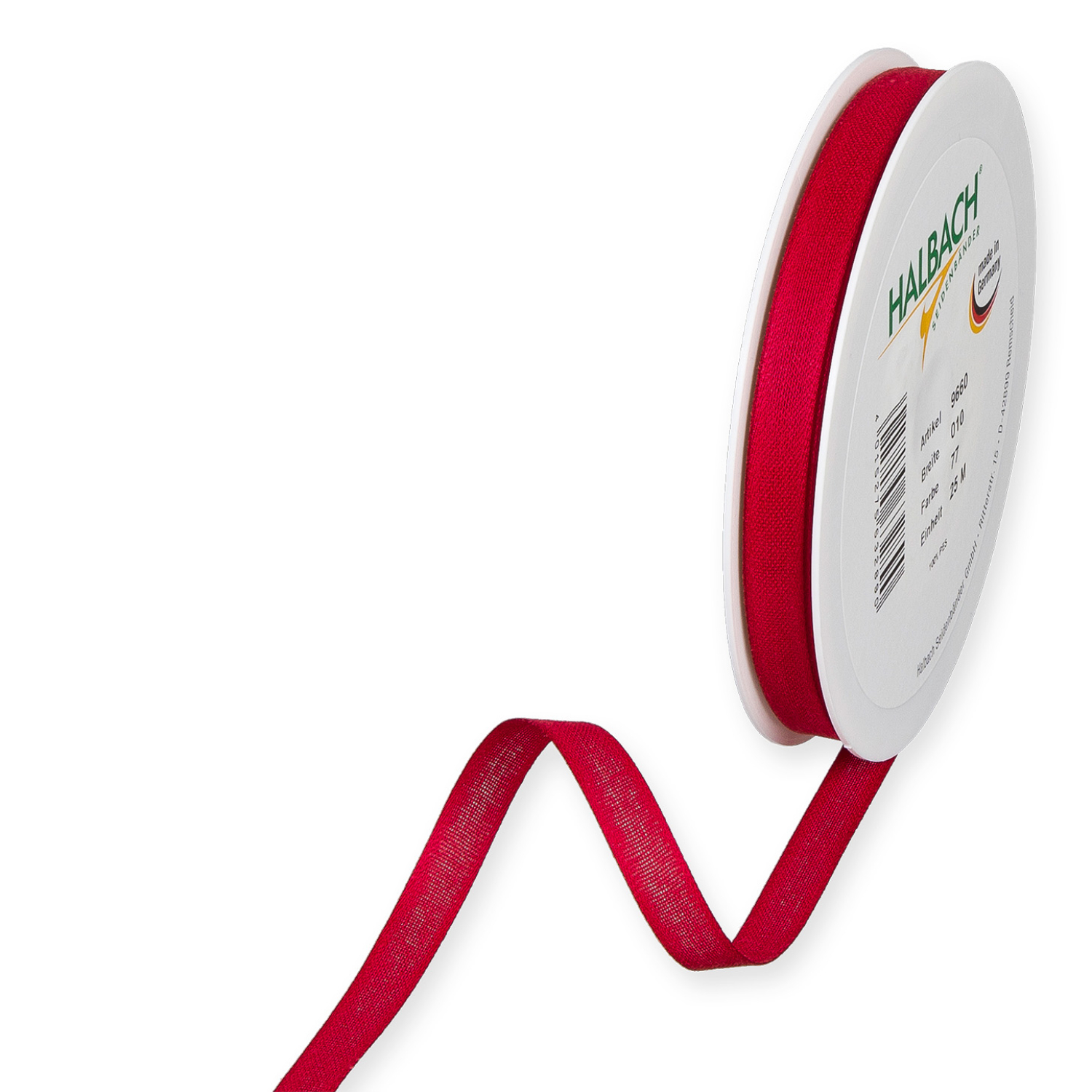 Halbach Dekoband in Baumwolloptik 10mm 7m Rot