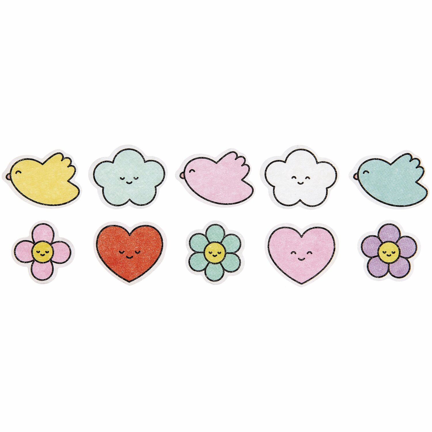 Paper Poetry Washi Sticker Chingu, 200 Stück, bunte Wolken, Herzen, Blumen und Vögel.