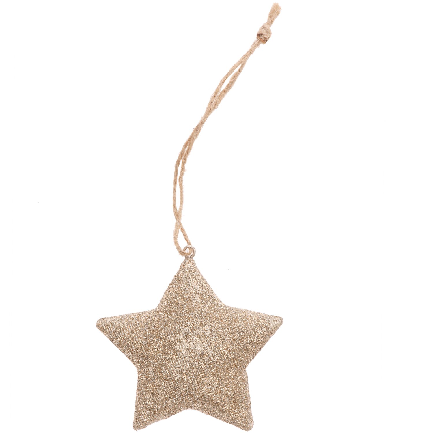 Hänger Stern aus Polyresin 5x8,5cm, goldfarben, von Rico Design, mit Schnur zum Aufhängen.