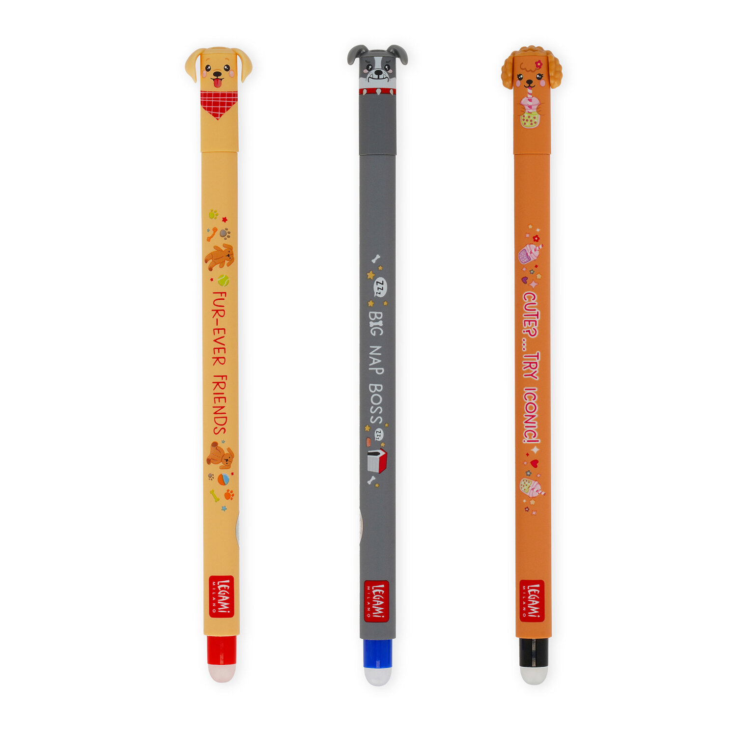 Erasable Gel Pen Set 3 Stück Fur-ever Friends BTS 26 von Legami 