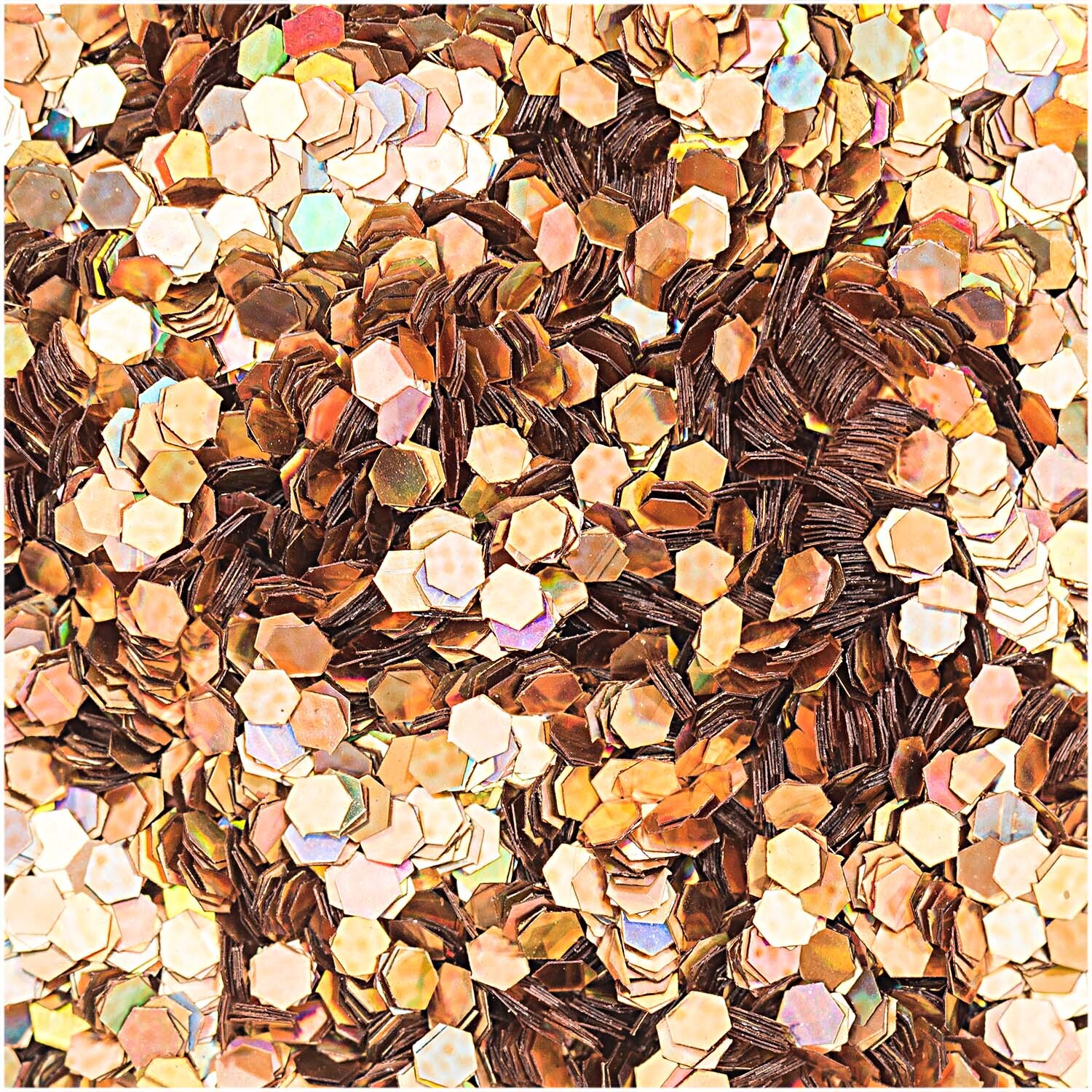 Hologramm Glitter große Flakes 6g in schimmerndem Rotgold von Rico Design, perfekt für kreative Bastelprojekte.