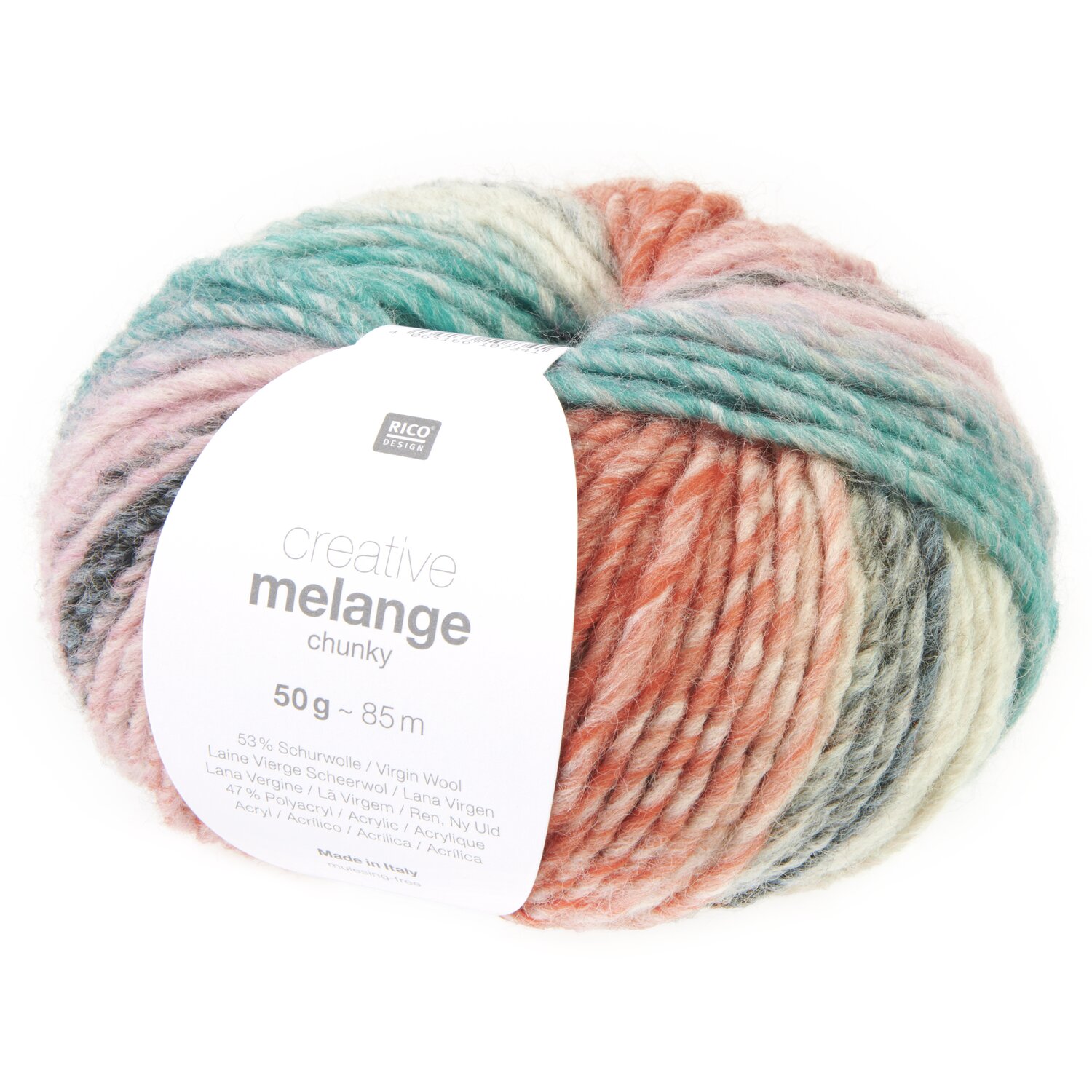 Creative Melange chunky Wolle in sanften Pastelltönen, 50g, 85m, ideal für Strickprojekte.