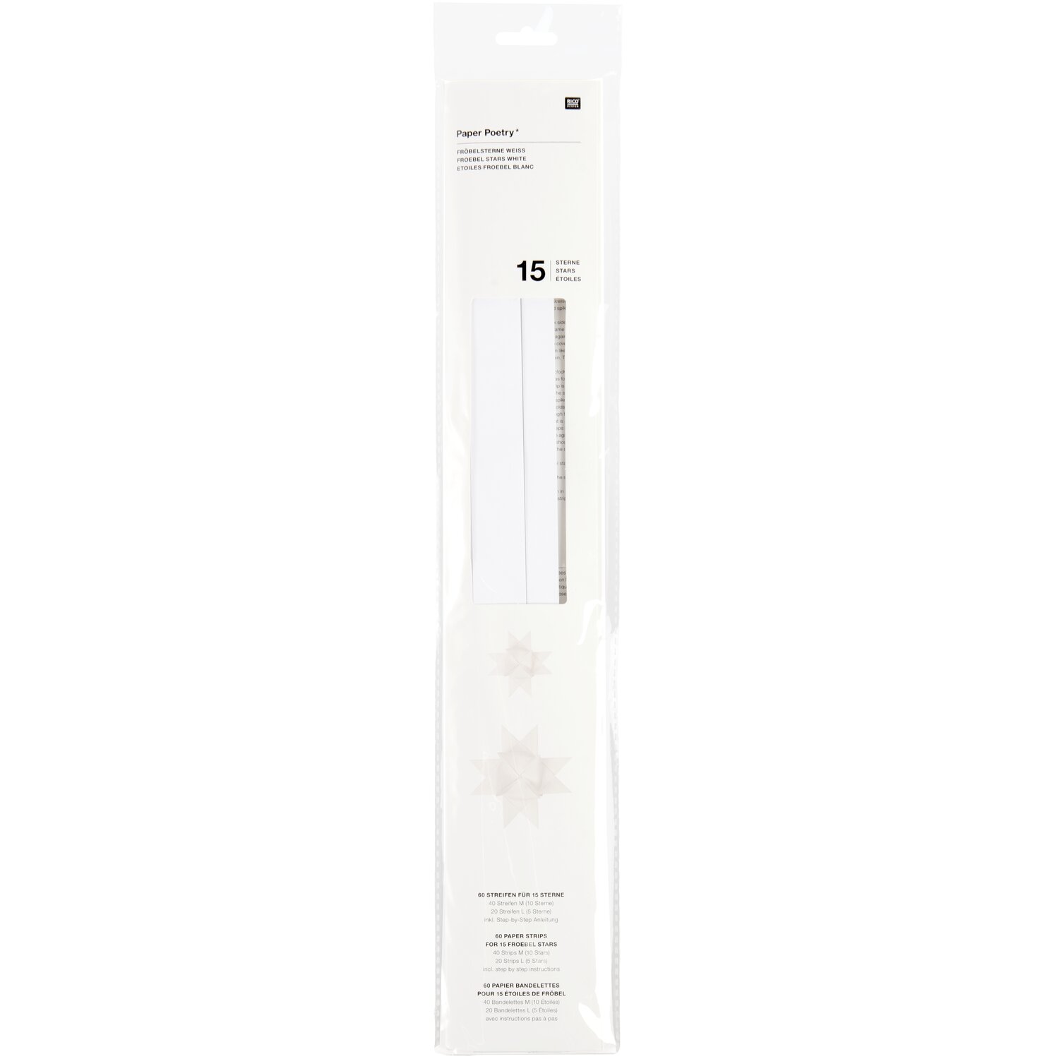 Paper Poetry Fröbelstreifen 120g/m² 60 Stück Farbe Weiß von Rico Design