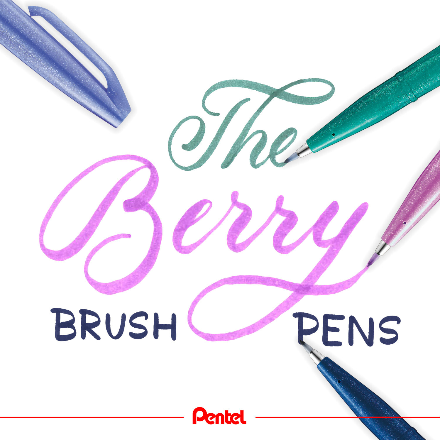 Kalligrafiestift Brush Sign Pen Set Berry 4-teilig von Pentel Bürobedarf