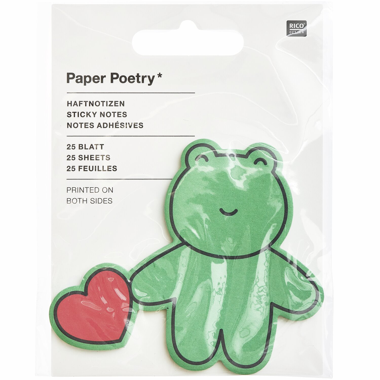 Paper Poetry Haftnotizen Frosch 86x72mm 25 Blatt von Rico Design
