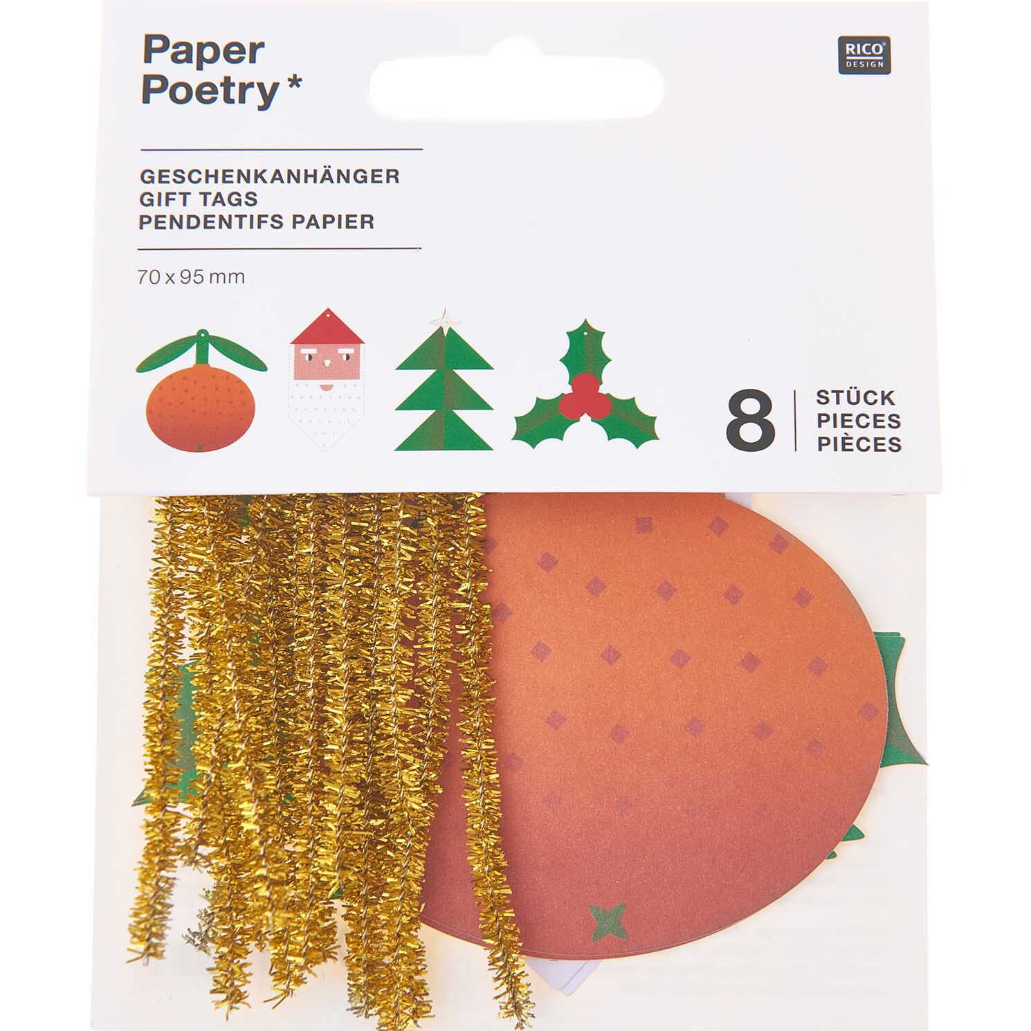 Paper Poetry Geschenkanhänger Merry Christmas 8 Stück von Rico Design