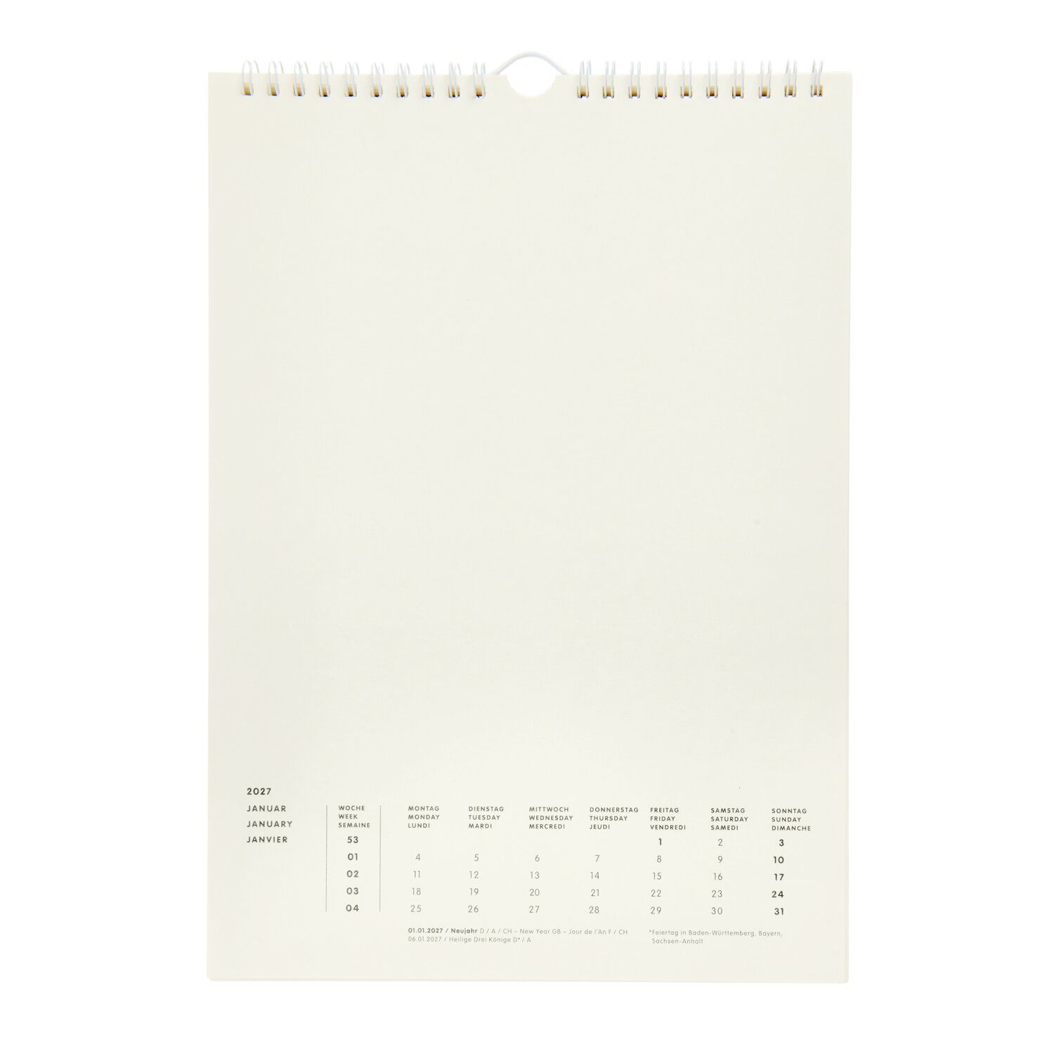 Paper Poetry Bastelkalender 2027 A4 Farbe creme von Rico Design