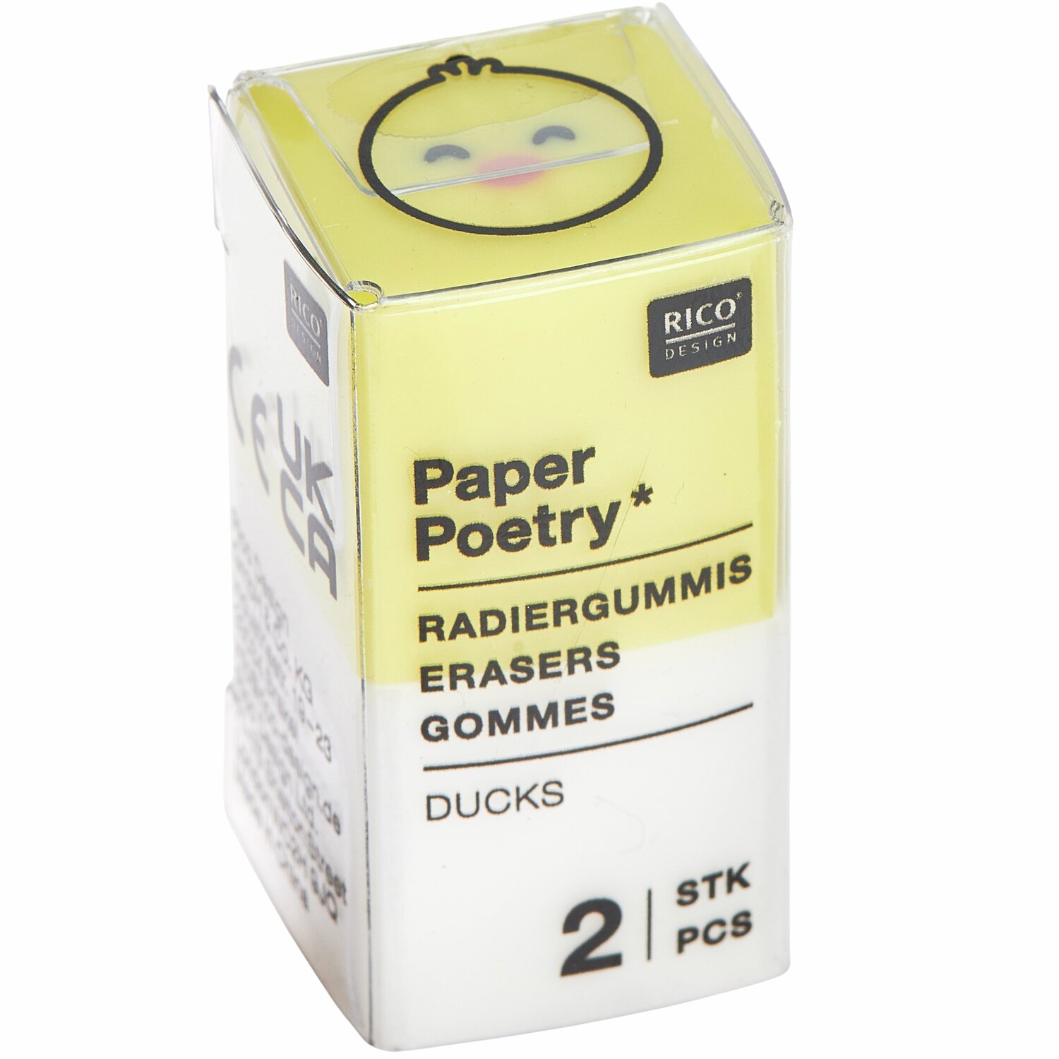 Paper Poetry Radiergummi- Set Chingu 2x2x2cm 2-teilig Farbe Gelb/Weiß von Rico Design