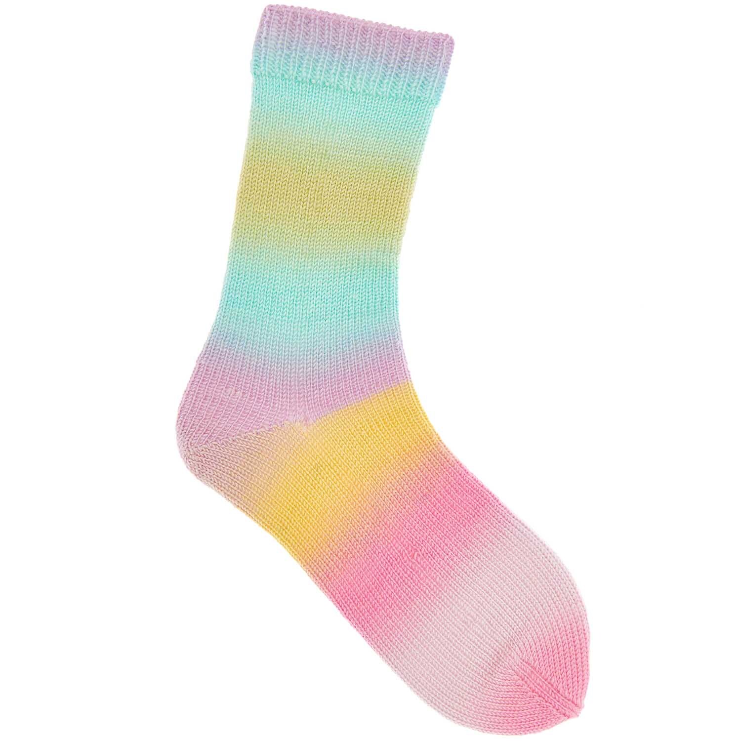 Superba Twirl 4fädig: Bunte Socke in Pastelltönen, gestrickt aus Rico Design Garn, 100g 390m.