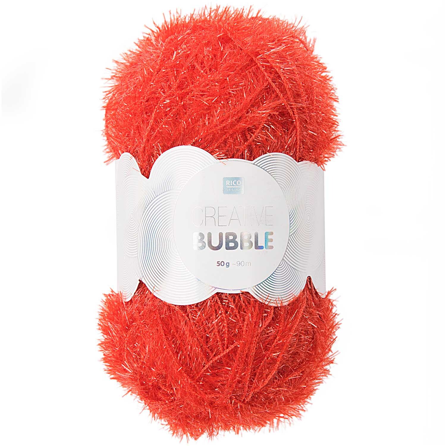 Creative Bubble von Rico Design: Rotes Garnknäuel mit flauschiger Textur, 50g, 90m Länge.