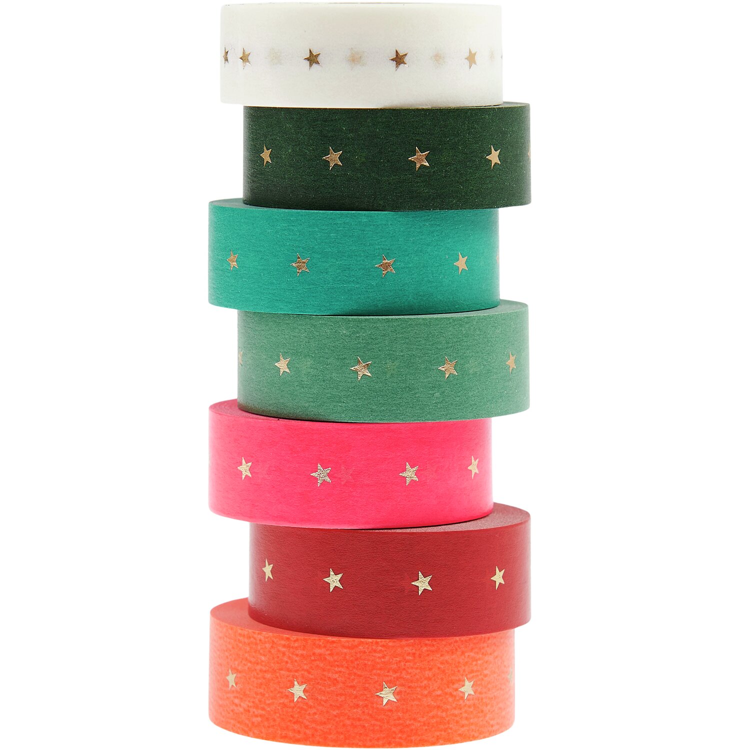 Paper Poetry Tape Set XXL Sterne, 7-teilig, in verschiedenen Farben mit Sternenmuster. Ideal für kreative Projekte und Dekorationen.