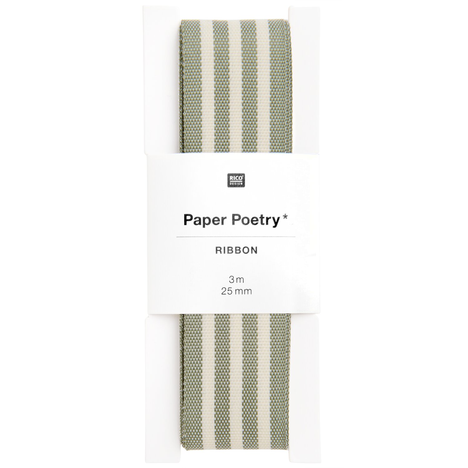 Paper Poetry Webband Duo Streifen 25mmx3m Farbe Salbei/Creme von Rico Design
